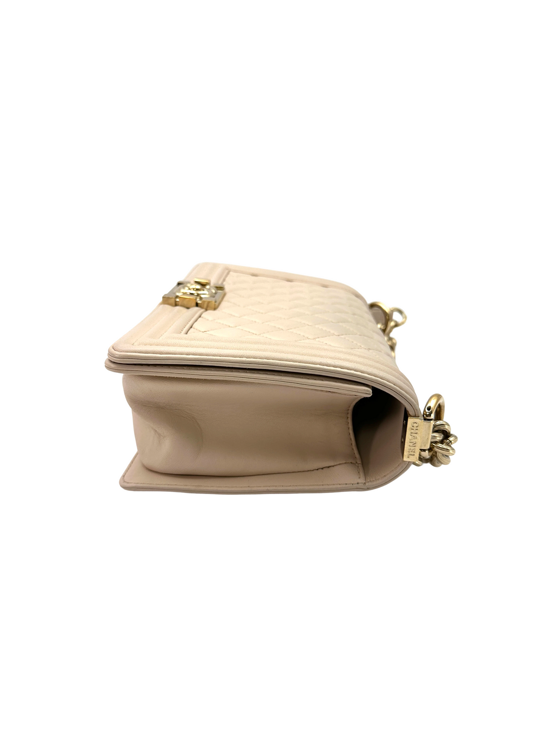 Chanel LeBoy White Quilted Leather Medium Size Flap Bag With Gold Buckle(24***87) CC2367