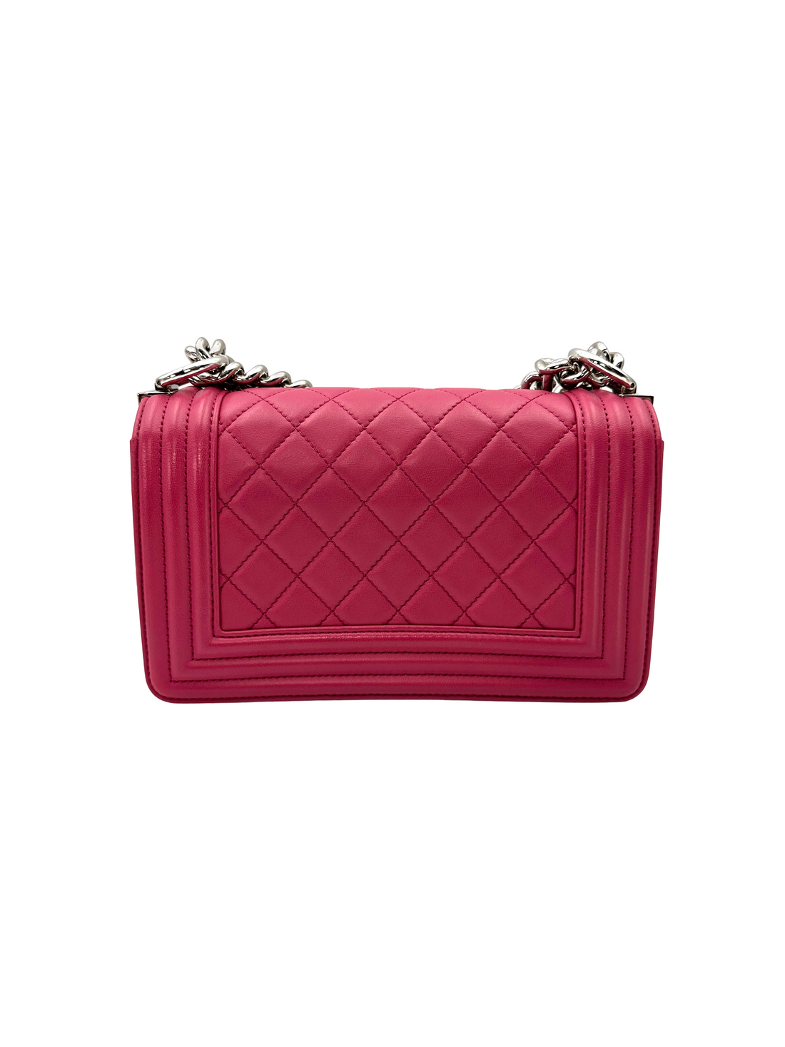 Chanel LeBoy Pink Quilted Leather Small Size Flap Bag With Silver Buckle(25***35) CC2376