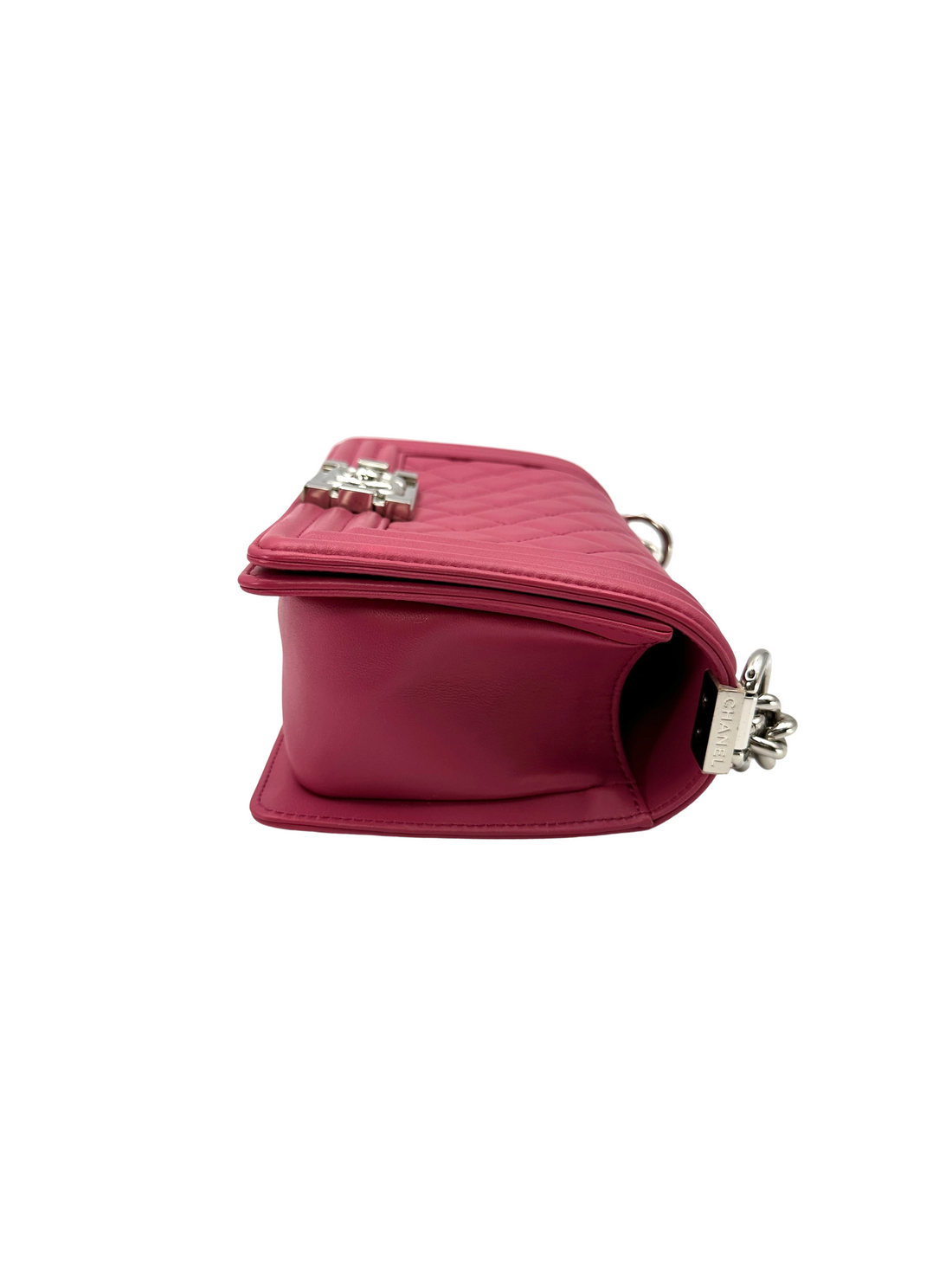 Chanel LeBoy Pink Quilted Leather Small Size Flap Bag With Silver Buckle(25***35) CC2376
