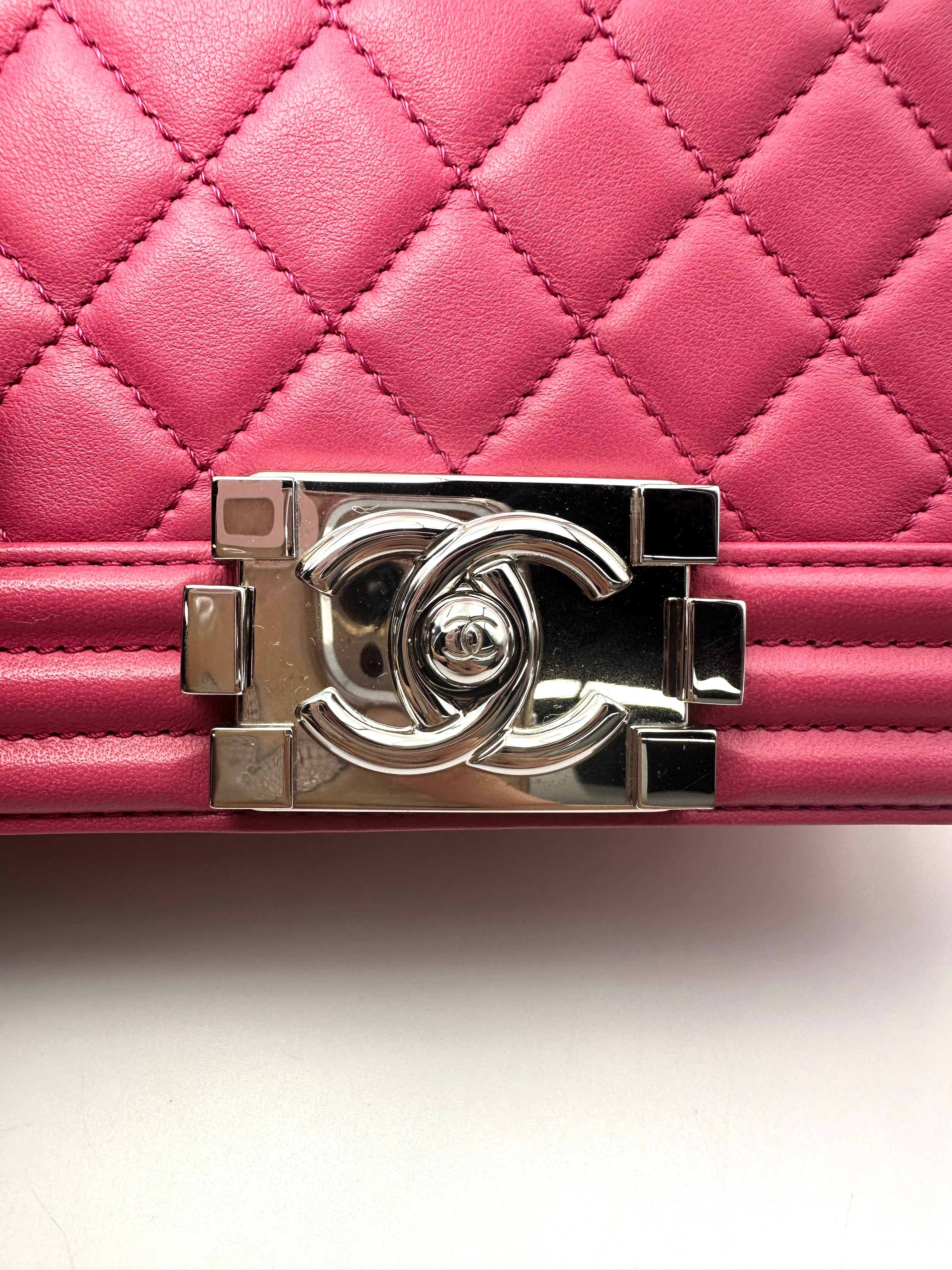 Chanel LeBoy Pink Quilted Leather Small Size Flap Bag With Silver Buckle(25***35) CC2376
