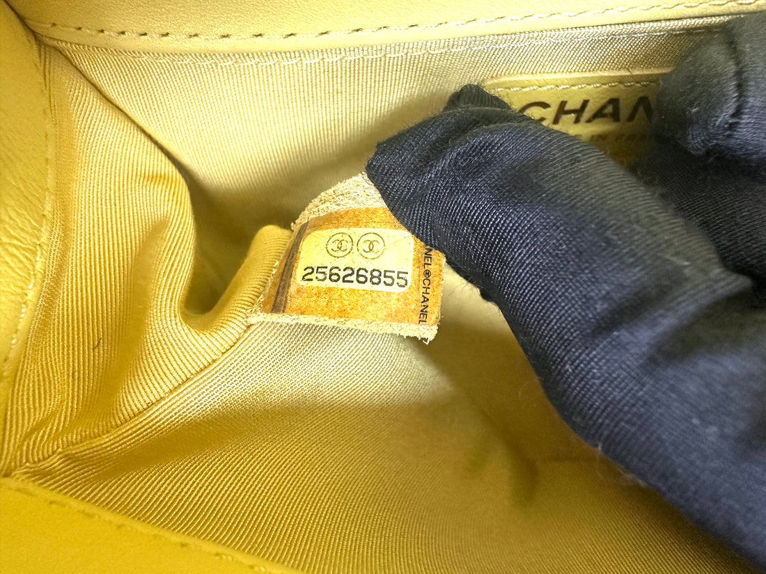 Chanel LeBoy Yellow Chevron Quilted Leather Small Size Flap Bag With Gold Buckle(25***55) CC2375