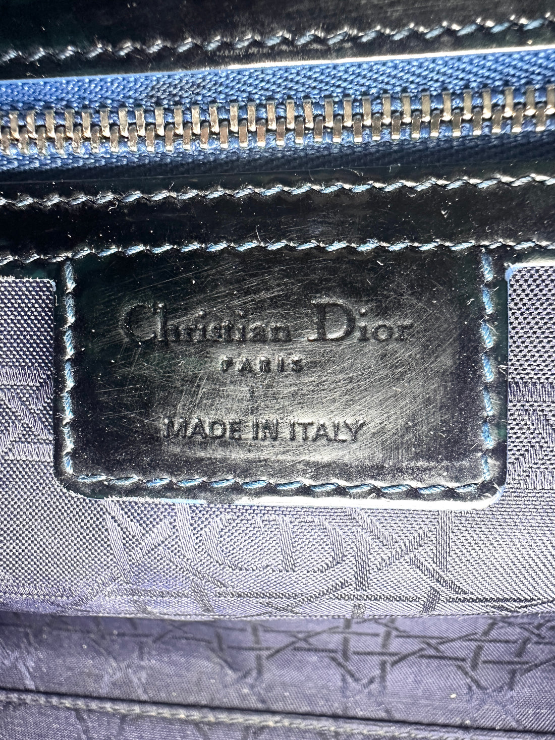 Christian Dior Lady Dior Black Cannage Patent Leather Handle Bag DR849
