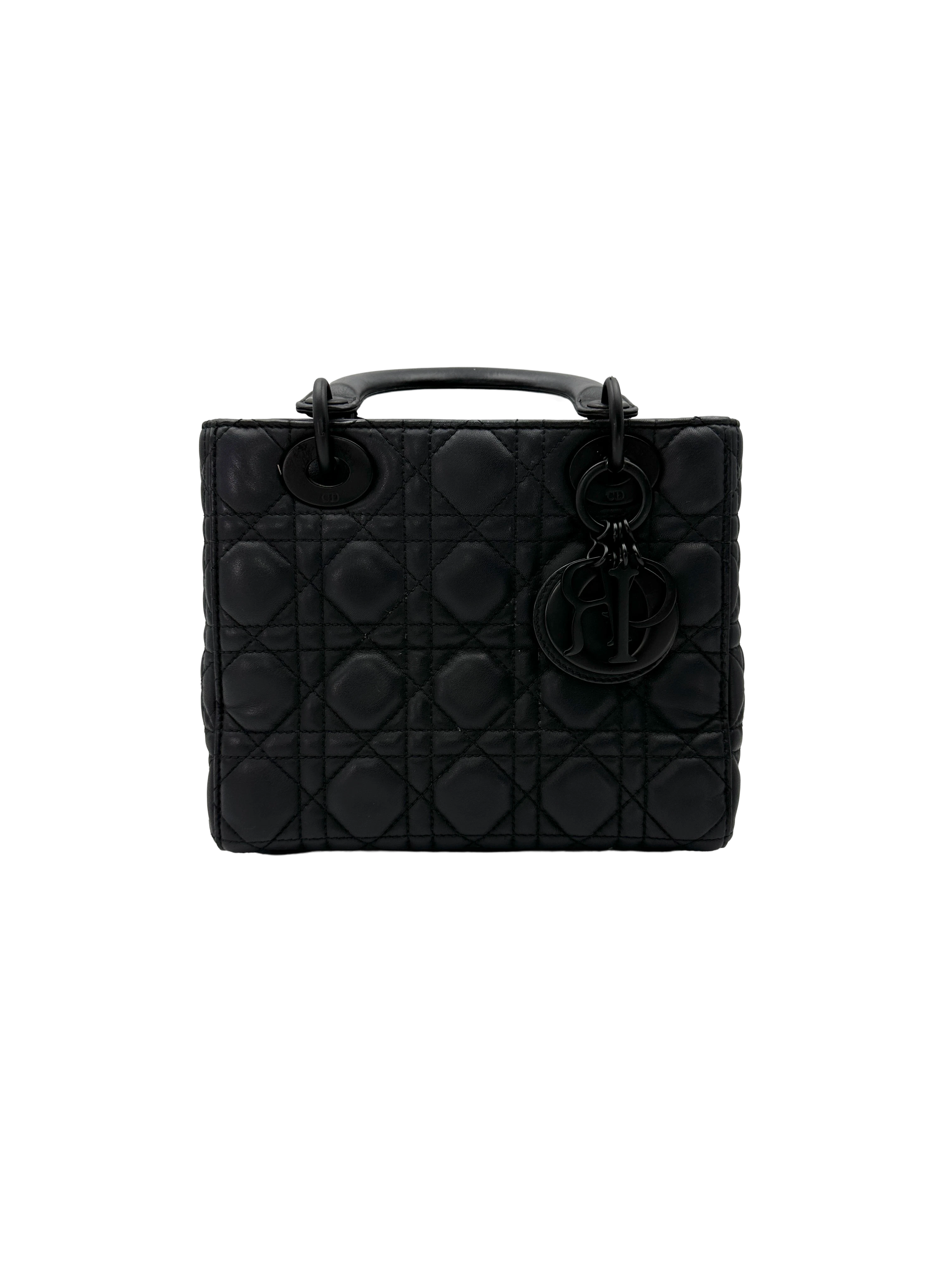 Christian Dior Lady Dior So Black Cannage Lambskin Handle Bag DR848