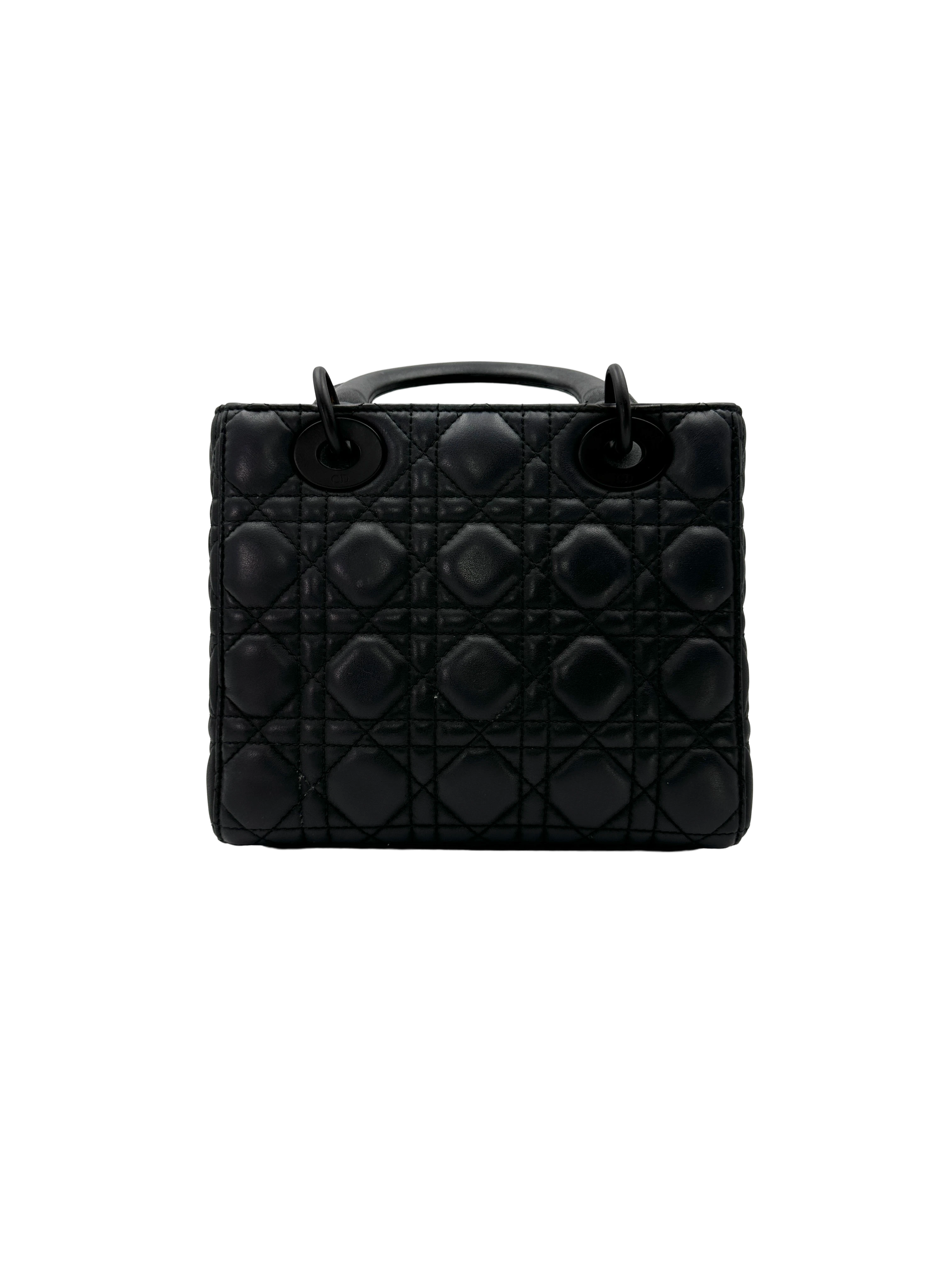 Christian Dior Lady Dior So Black Cannage Lambskin Handle Bag DR848
