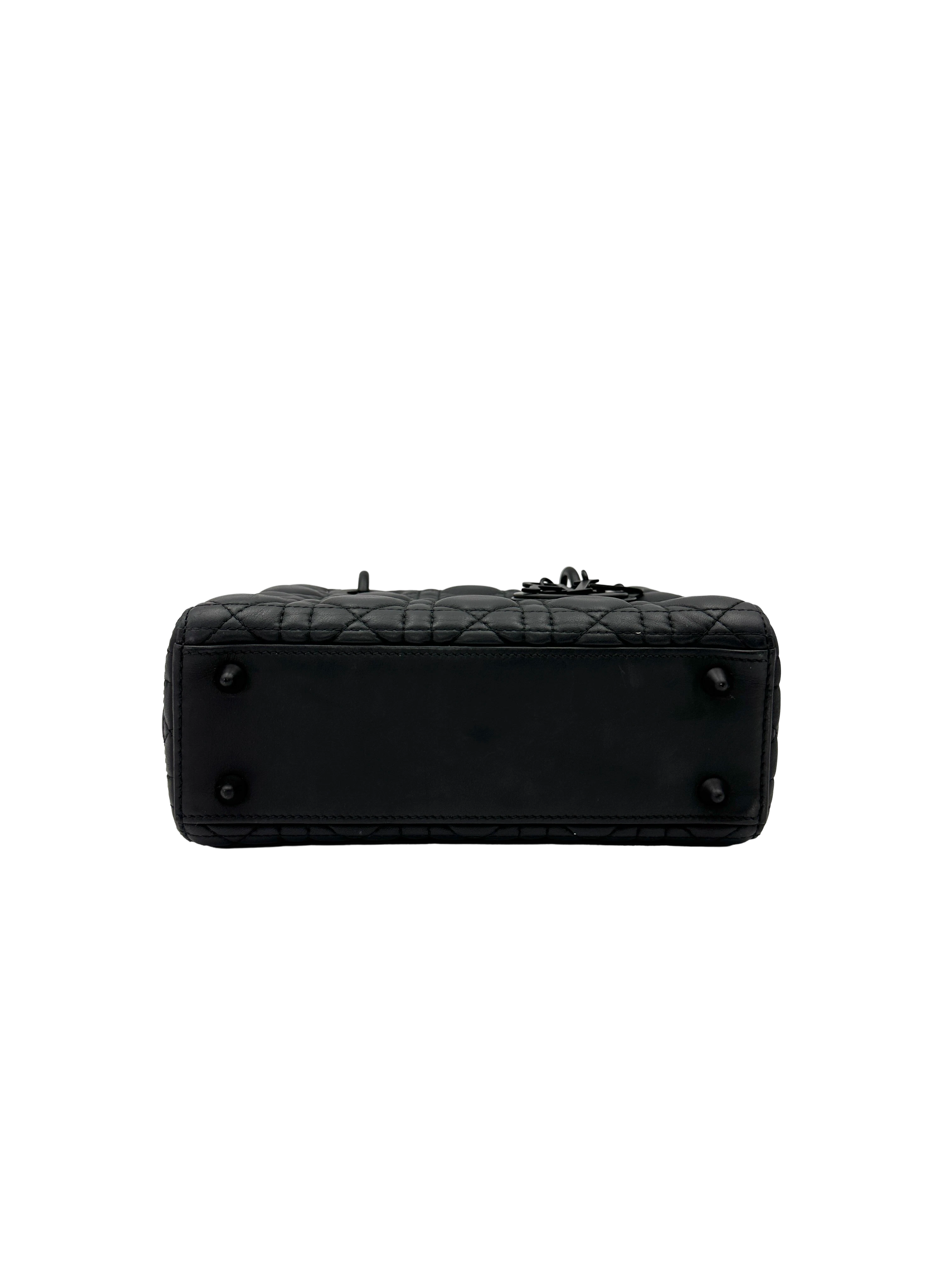 Christian Dior Lady Dior So Black Cannage Lambskin Handle Bag DR848