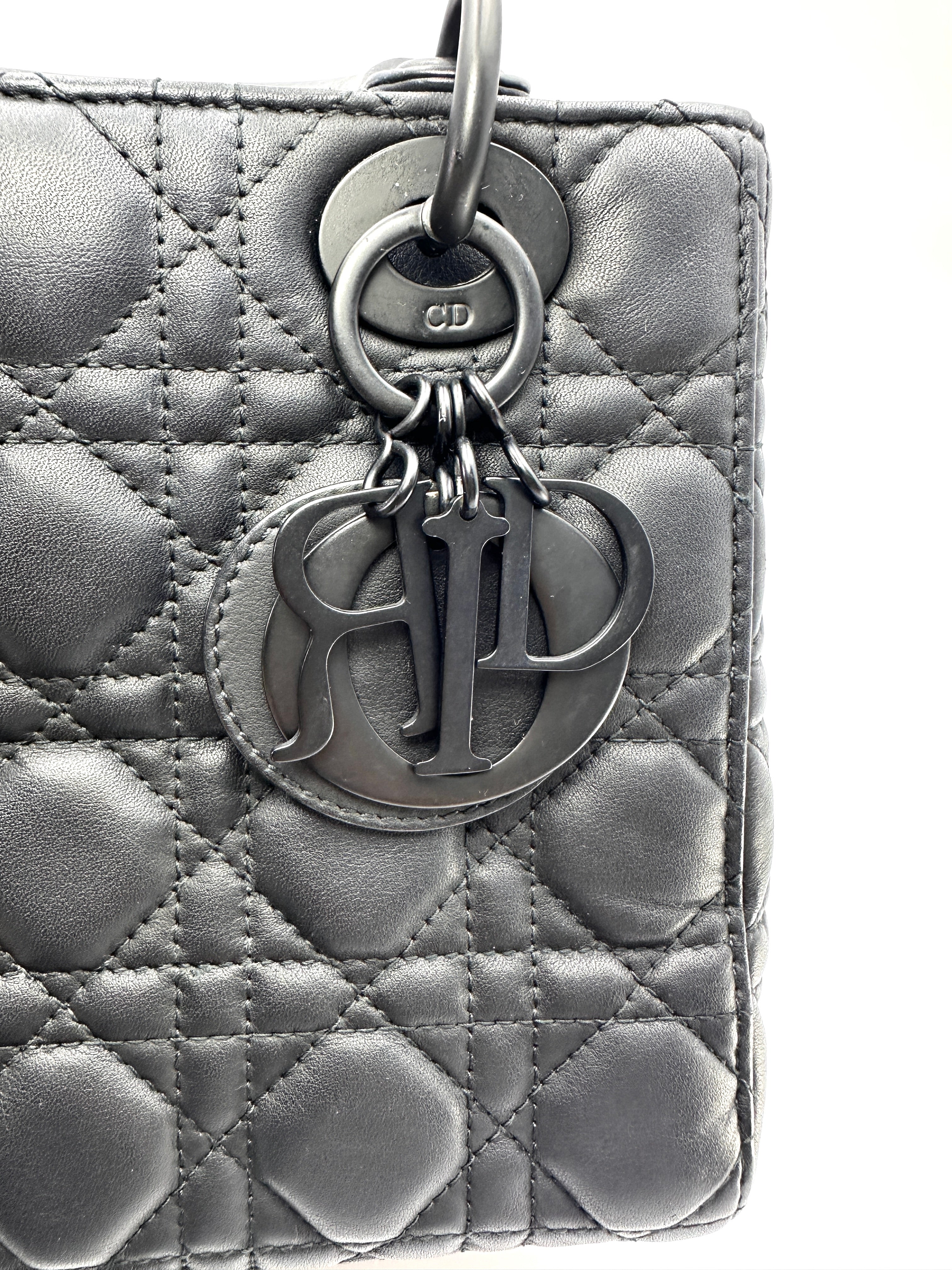 Christian Dior Lady Dior So Black Cannage Lambskin Handle Bag DR848