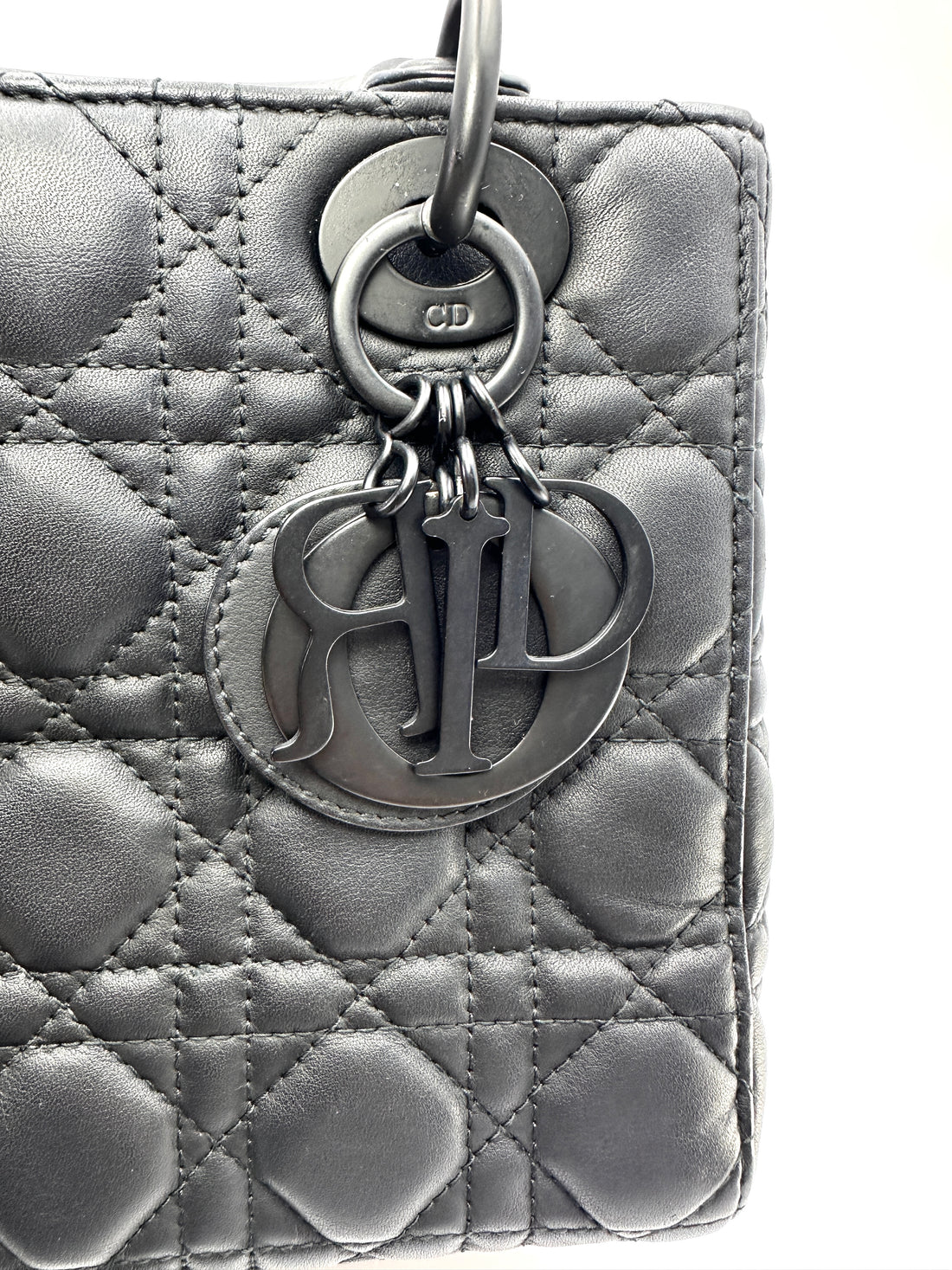 Christian Dior Lady Dior So Black Cannage Lambskin Handle Bag DR848