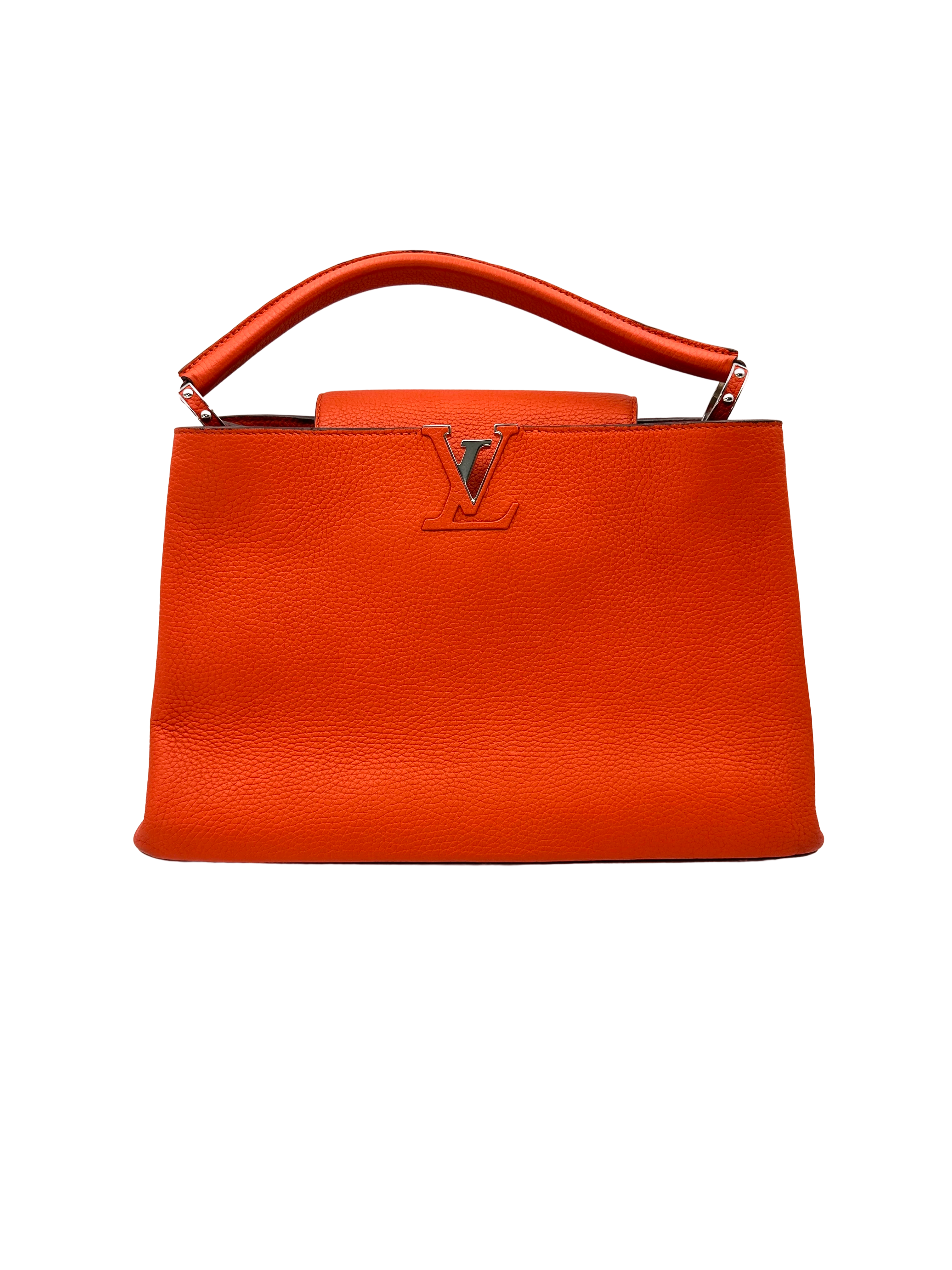 Louis Vuitton Capucines Orange Taurillon Leather Handle Bag LV3166