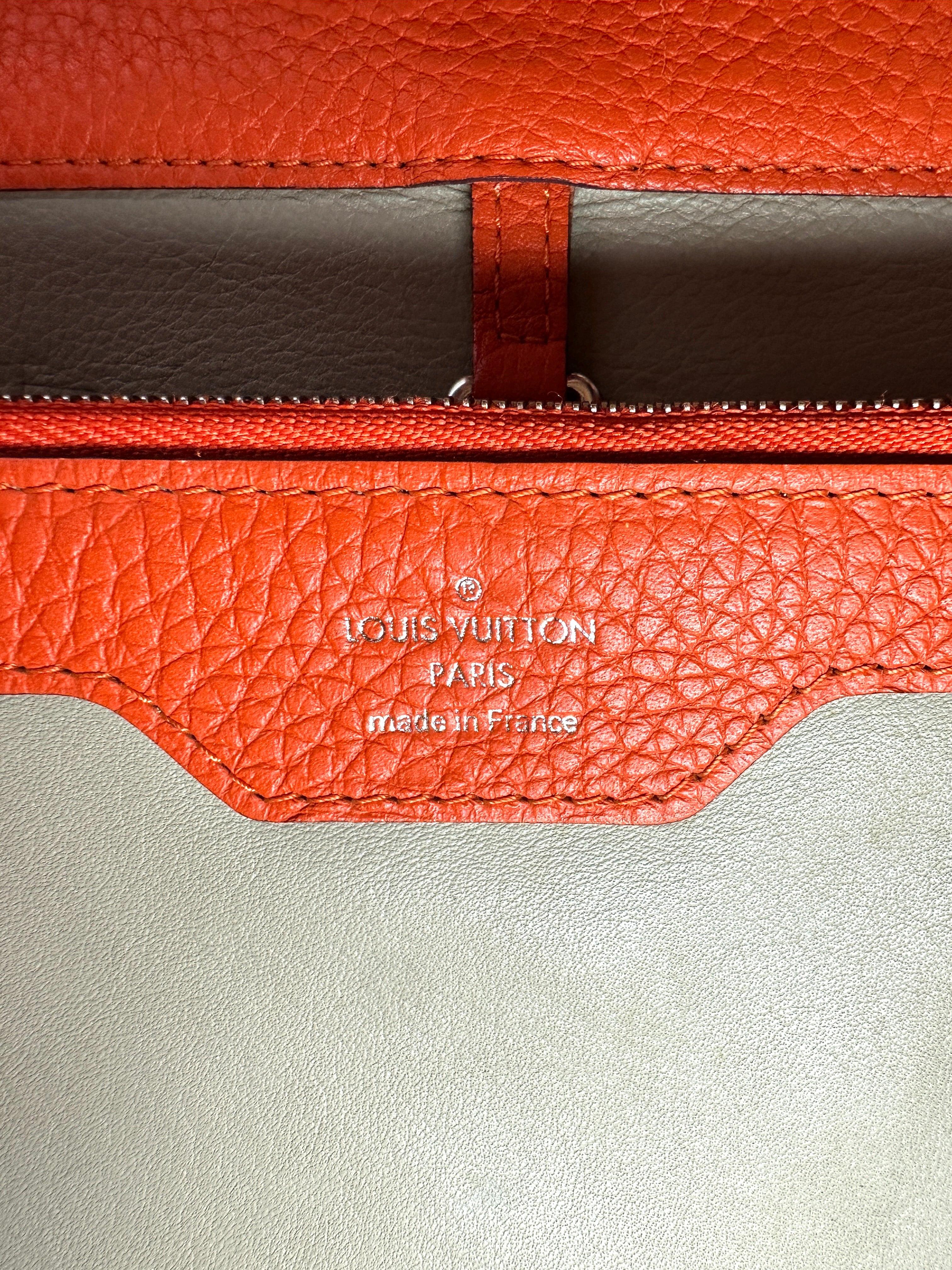 Louis Vuitton Capucines Orange Taurillon Leather Handle Bag LV3166