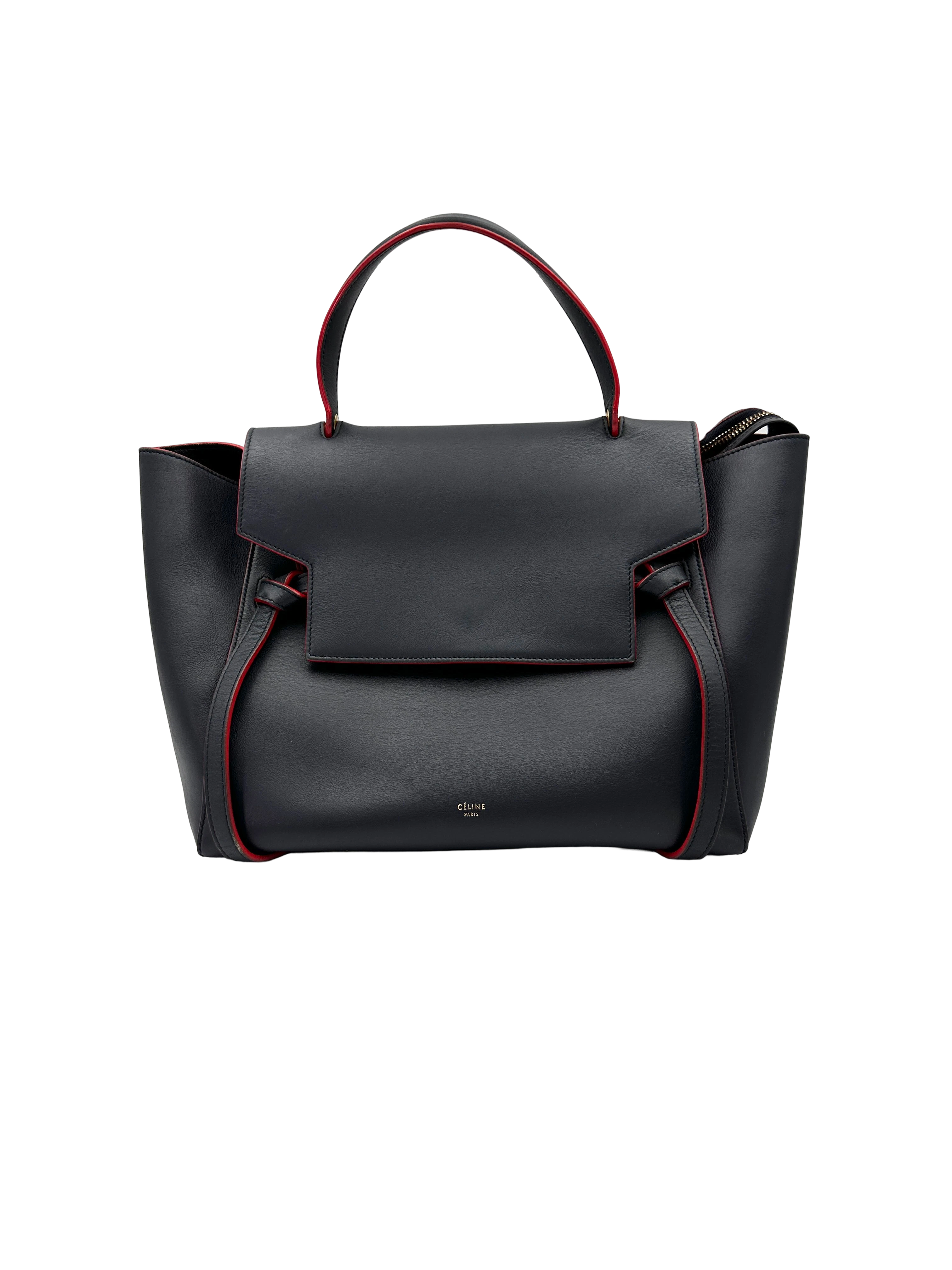 Celine Black Leather Belt Handle Bag CE181