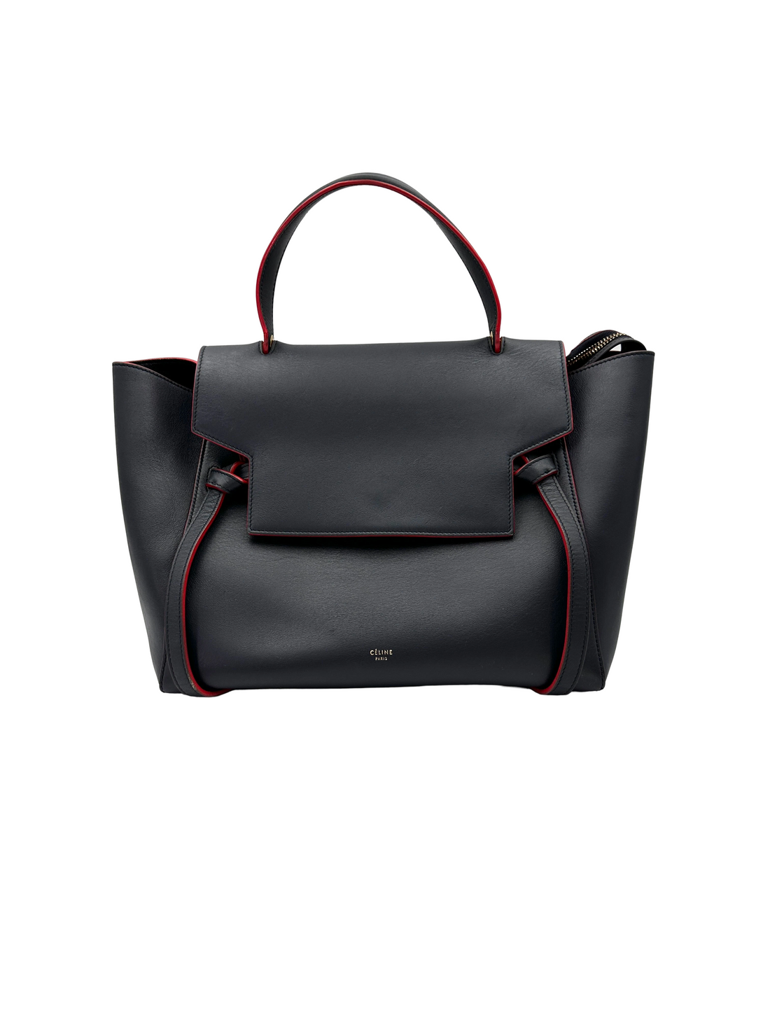 Celine Black Leather Belt Handle Bag CE181