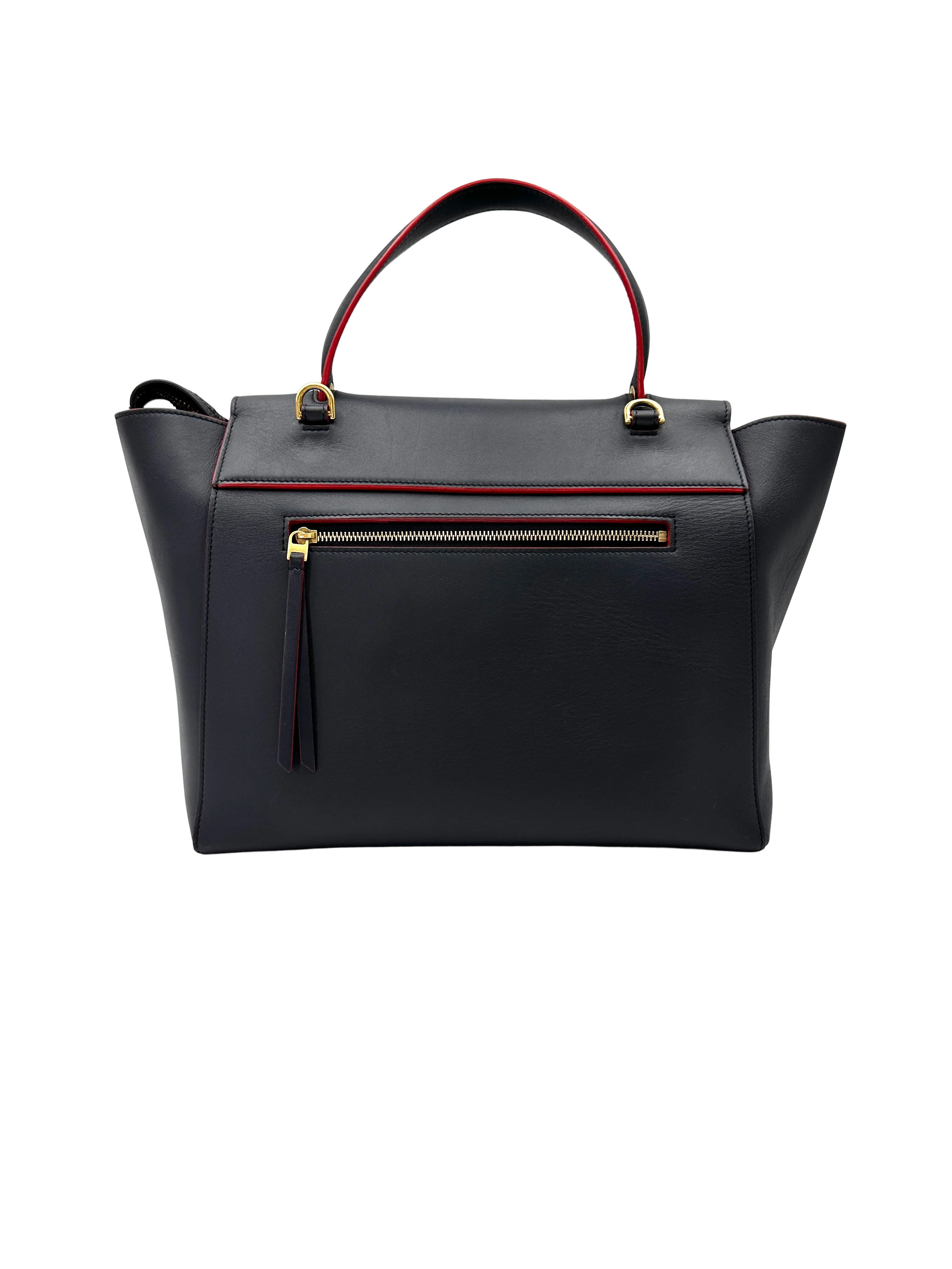 Celine Black Leather Belt Handle Bag CE181