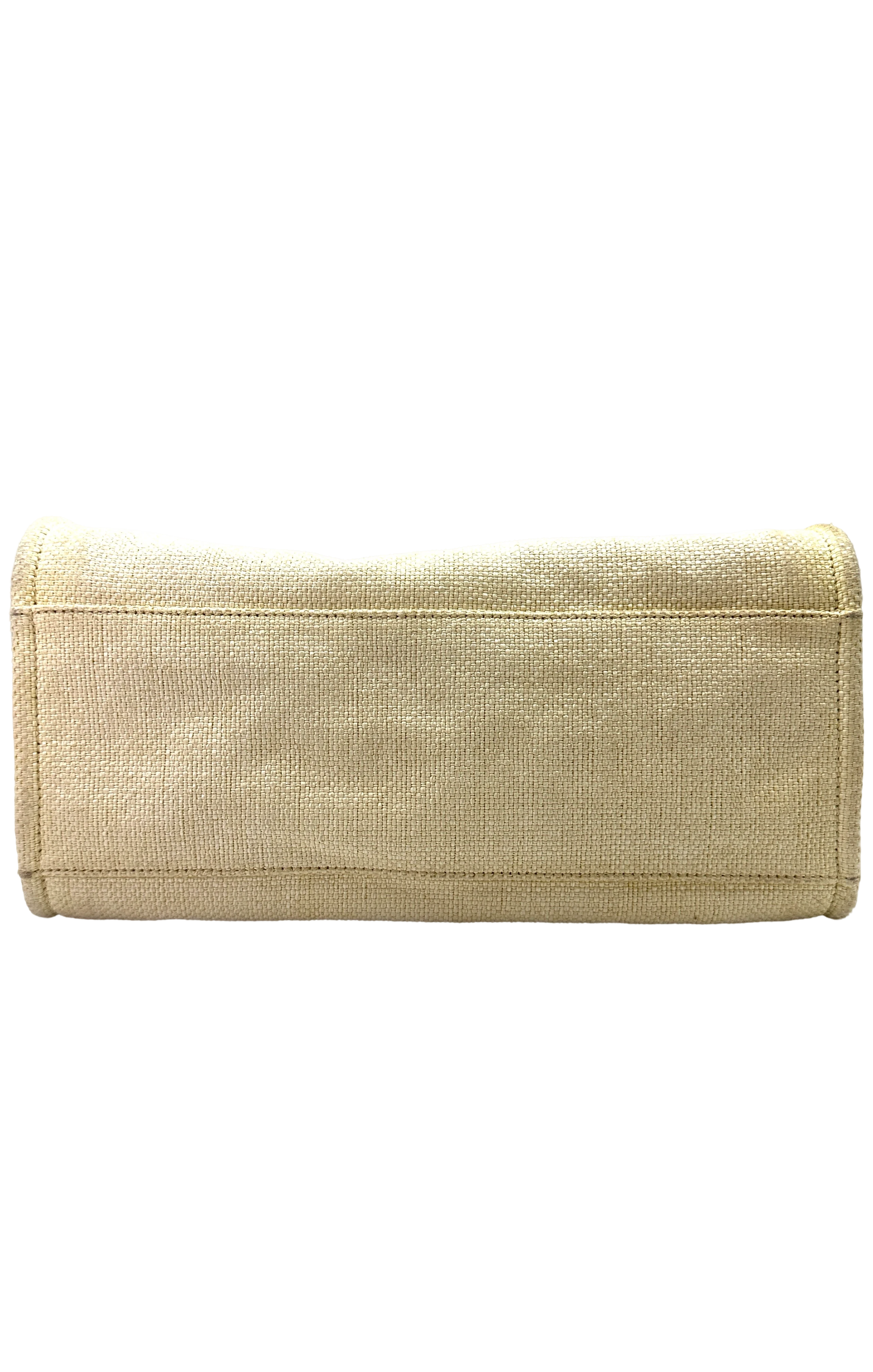 Chanel Deauville White/Yellow Canvas Large Size Tote Handle Bag(22***59) CC2385