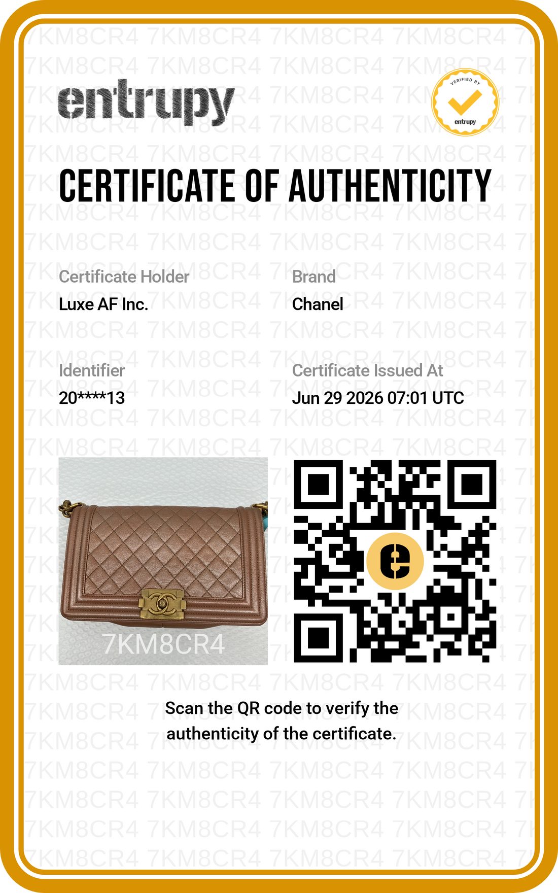 Chanel LeBoy Metallic Gold Quilted Leather Medium Size Flap Bag(20***13) CC2476