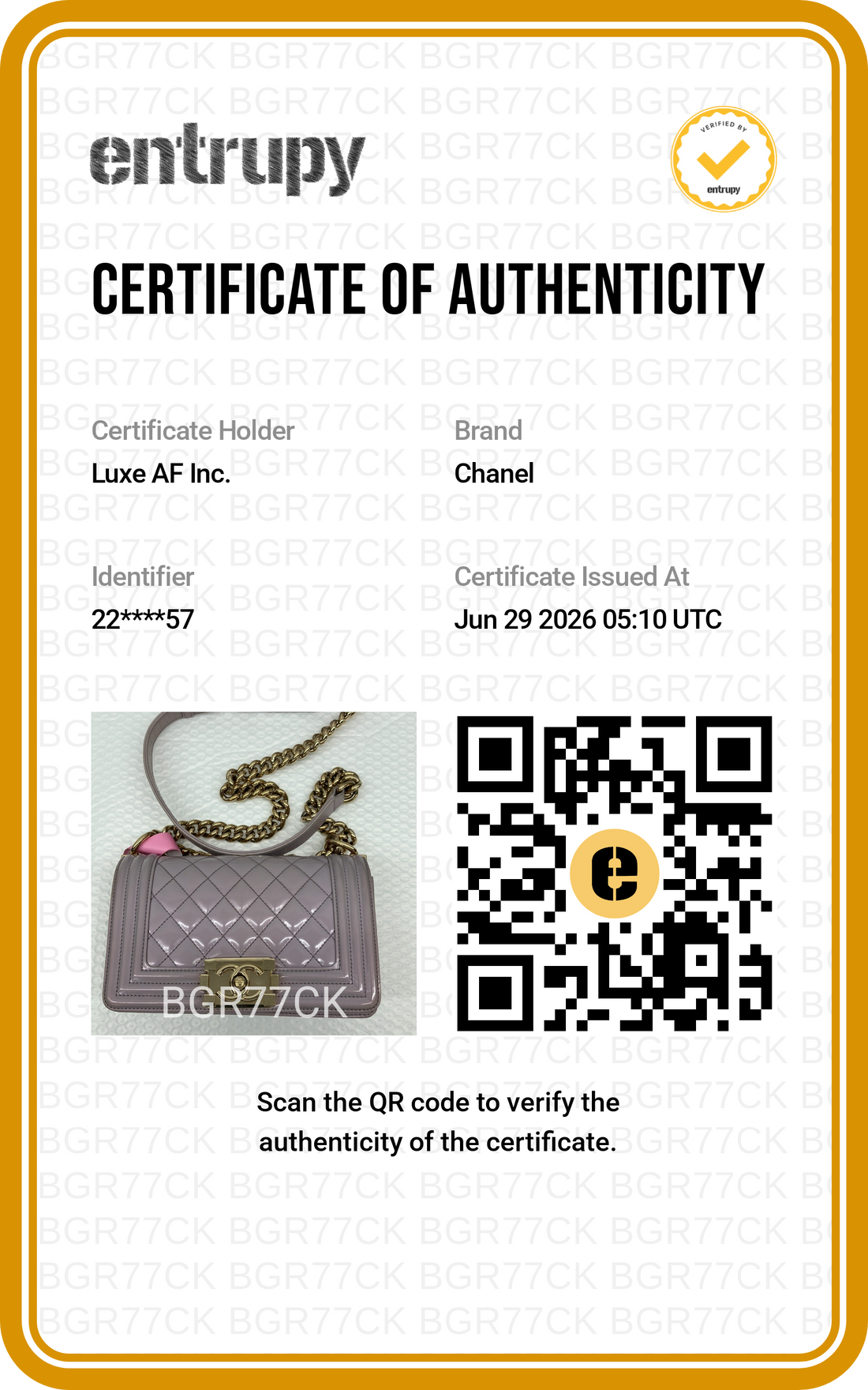 Chanel LeBoy Purple Quilted Patent Leather Small Size Flap Bag(22***57) CC2477