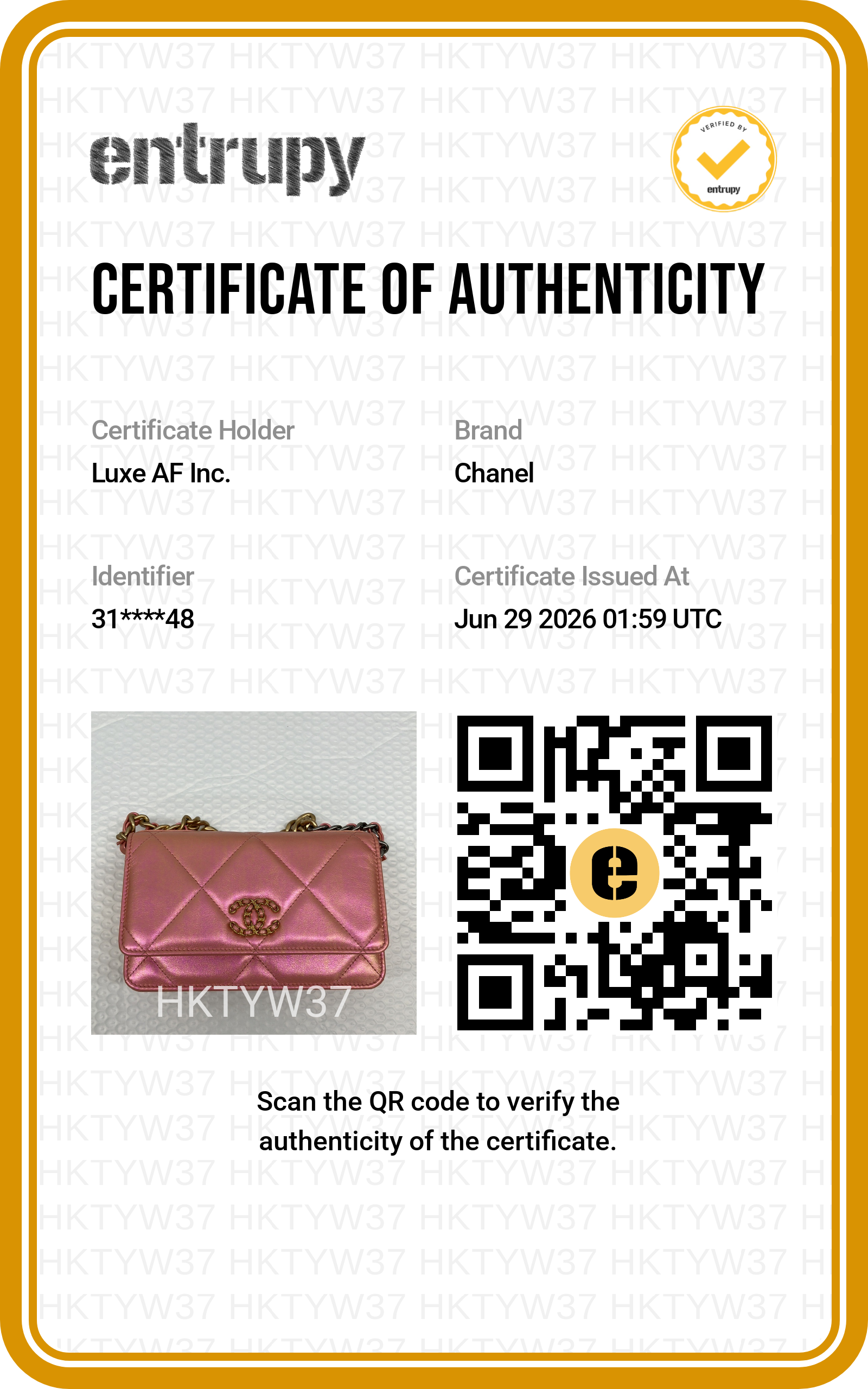 Chanel 19Bag Iridescent Pink Quilted Leather Wallet On Chain(31***48) CC2342