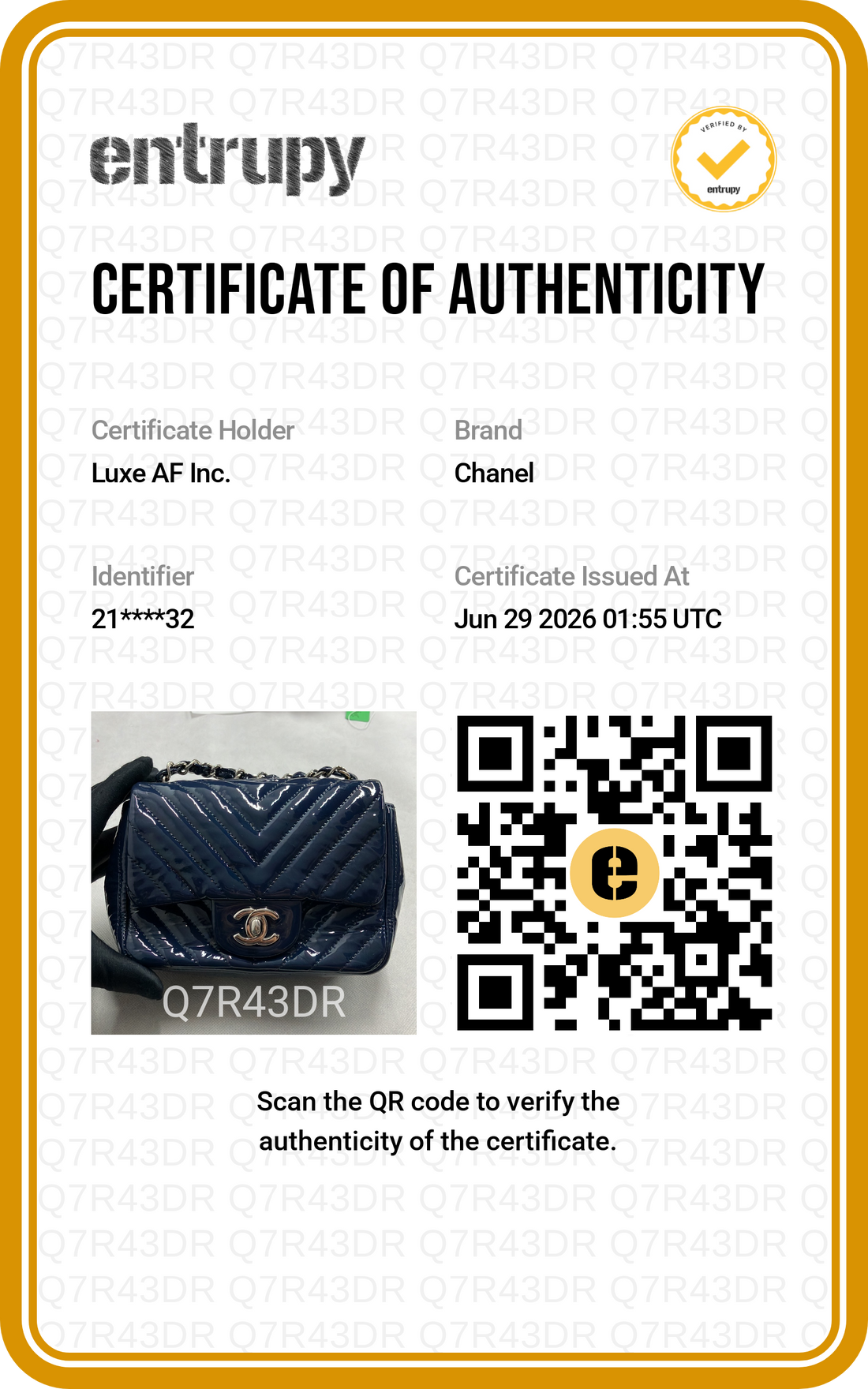 Chanel Classic Flap Navy Chevron Quilted Patent Leather Flap Bag(21***32) CC2336