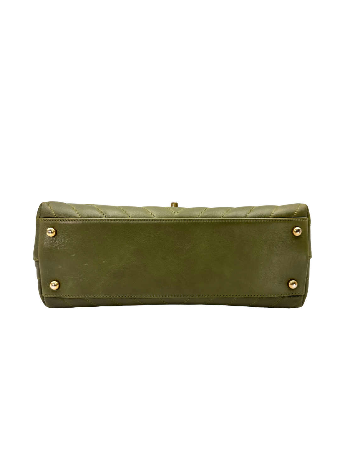 Chanel CoCo Handle Green Chevron Quilted Leather Lizard Handle Medium Size Shoulder Bag(25***43) CC2377