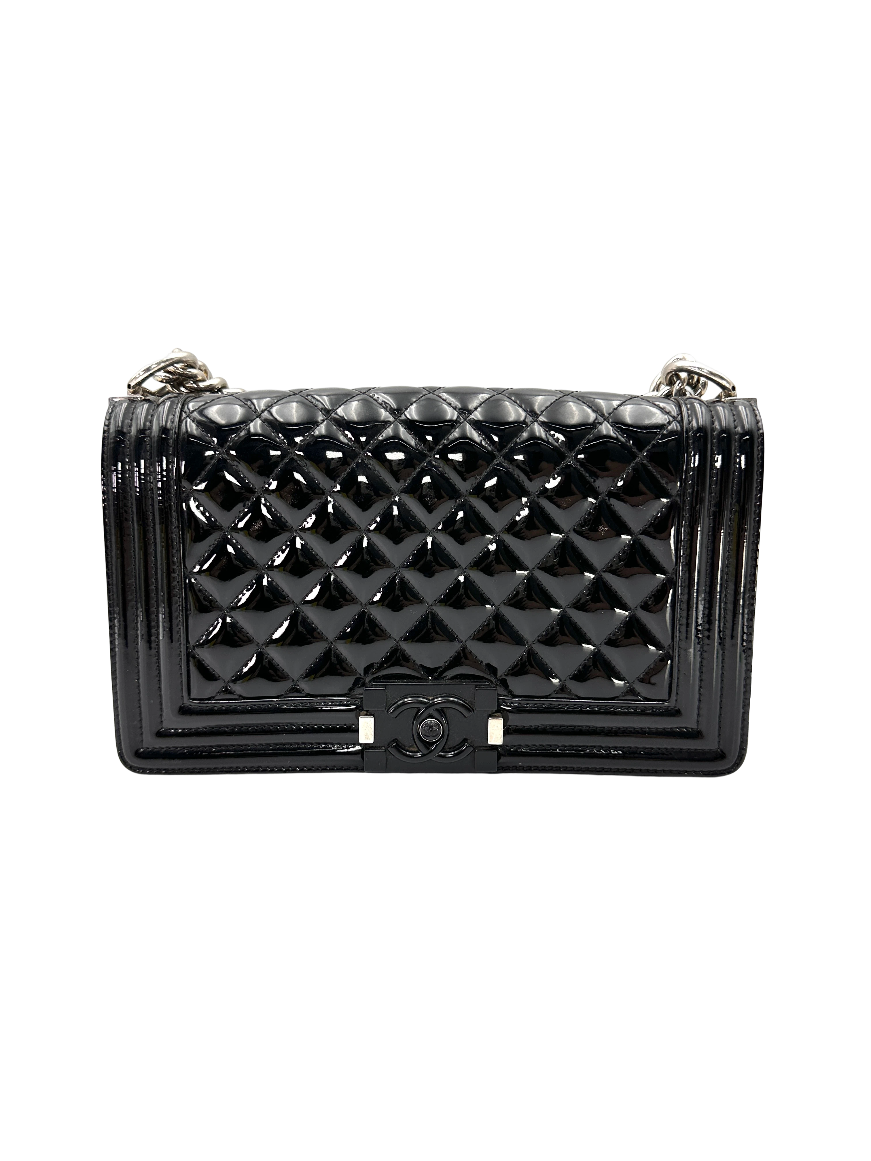 Chanel LeBoy Black Quilted Patent Leather Flap Bag(20***81) CC2378