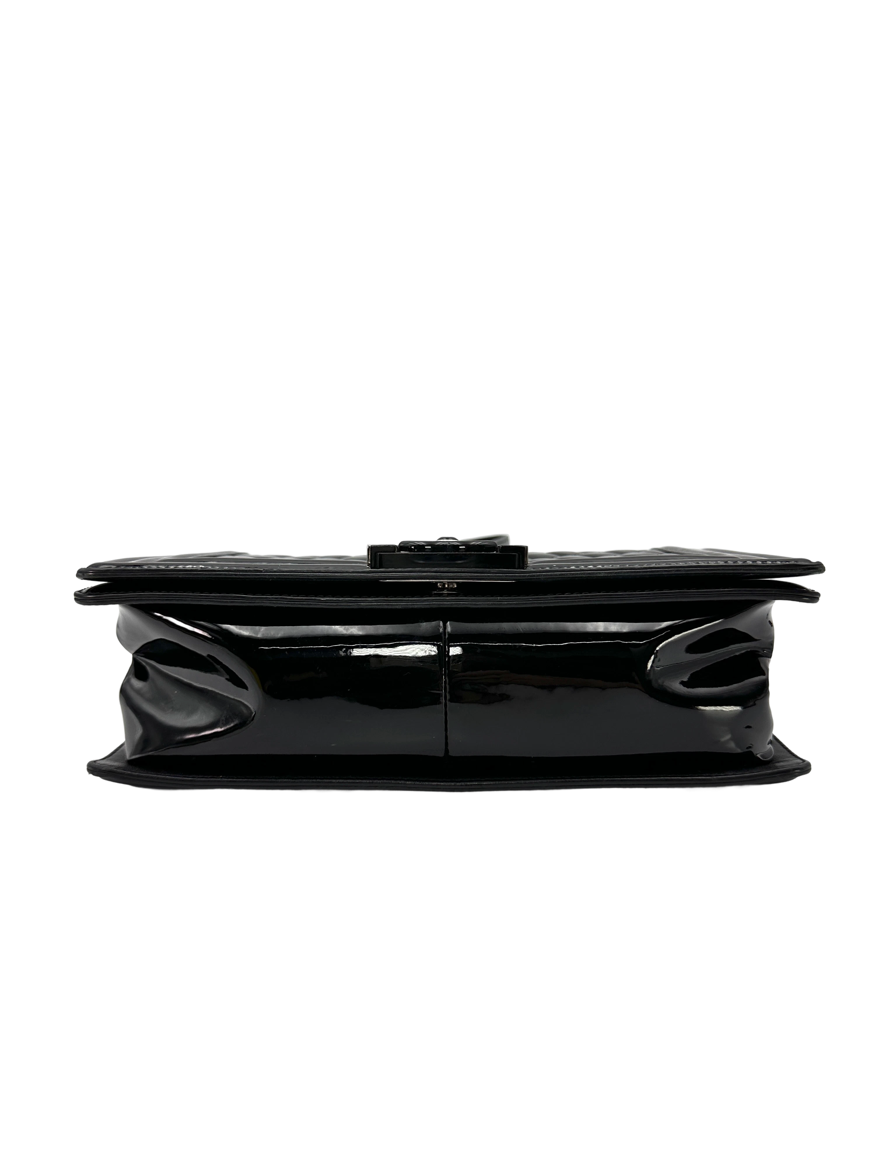 Chanel LeBoy Black Quilted Patent Leather Flap Bag(20***81) CC2378
