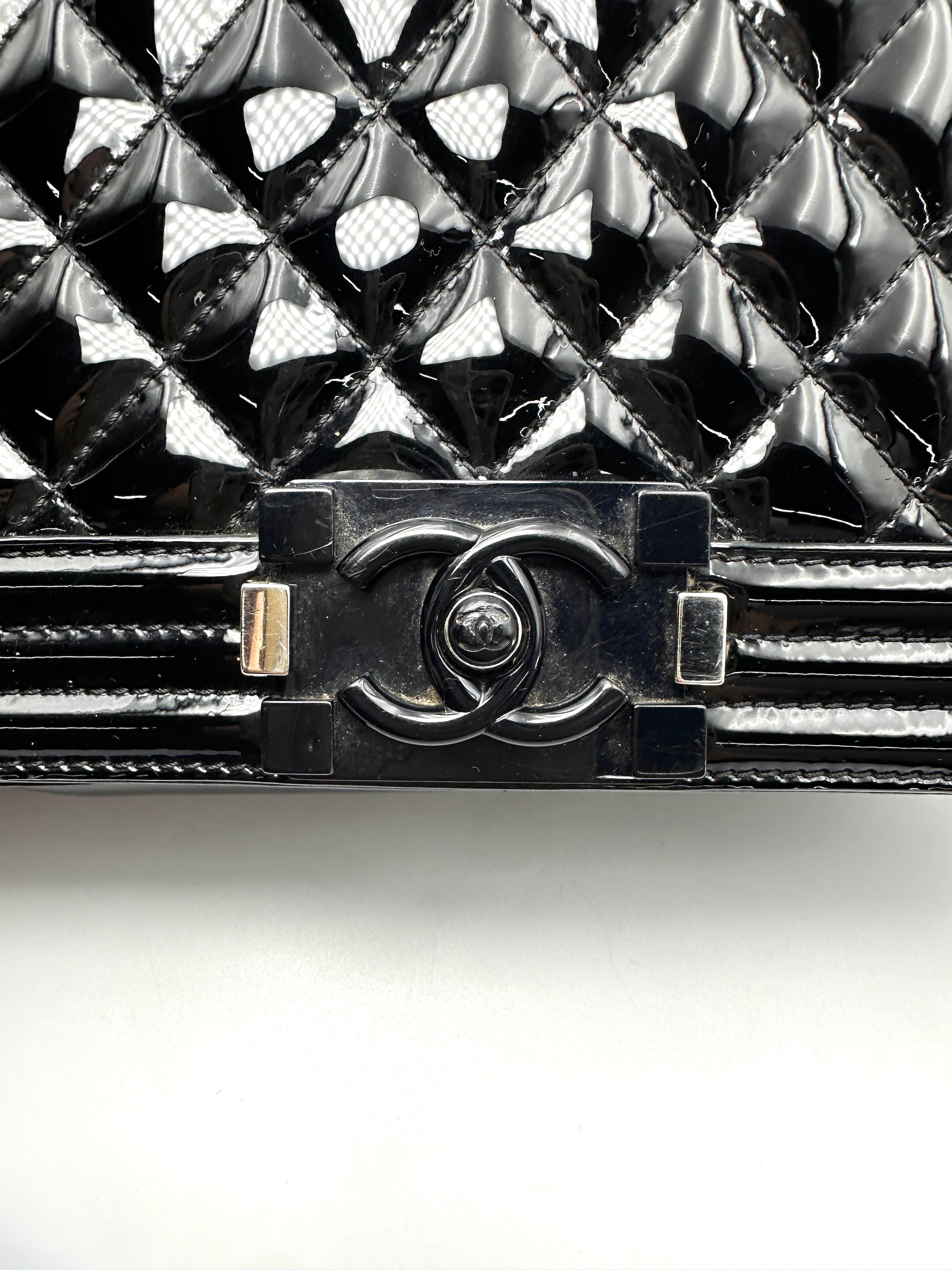 Chanel LeBoy Black Quilted Patent Leather Flap Bag(20***81) CC2378