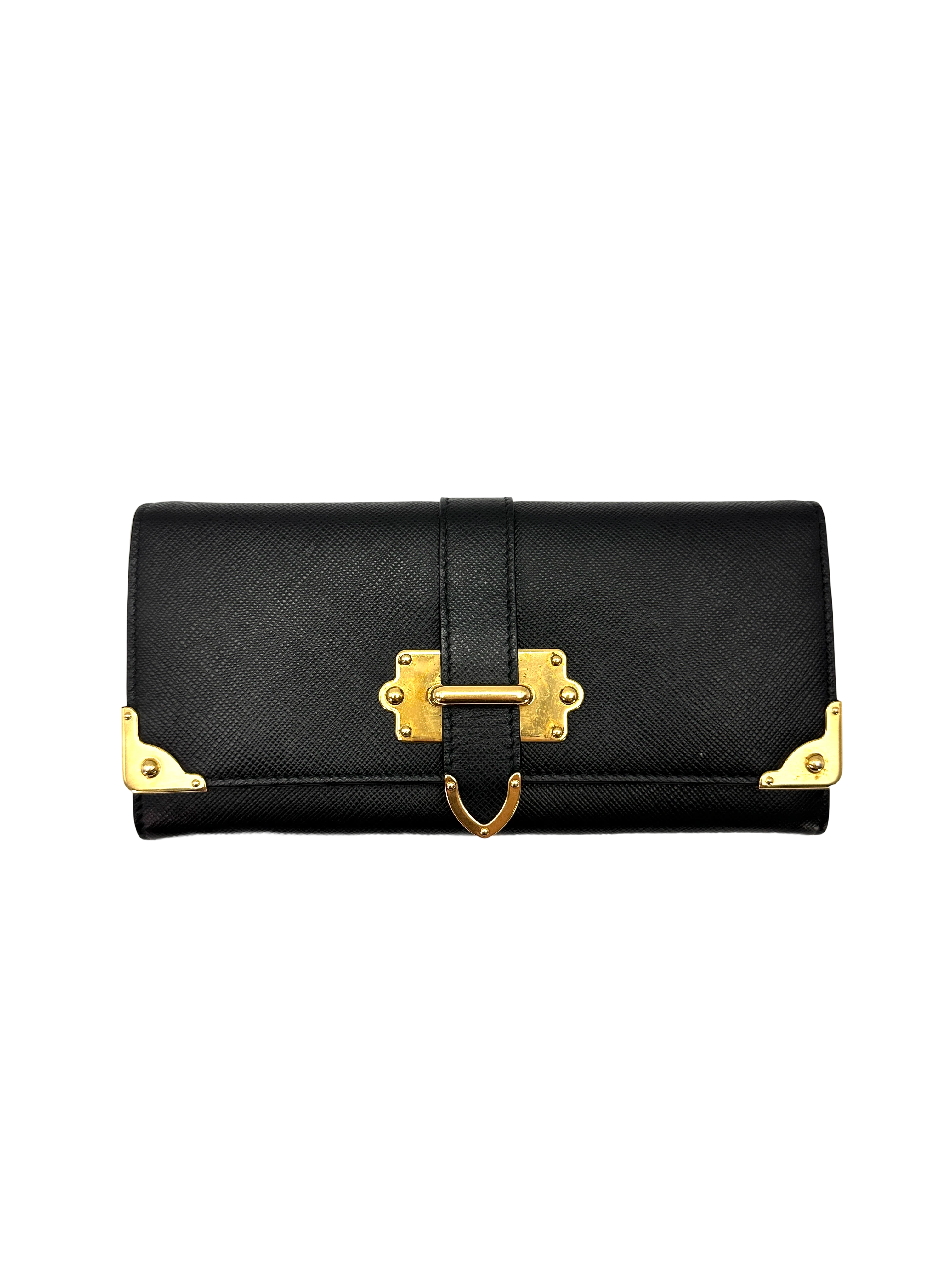 Prada Cahier Black Leather Long Wallet PR526
