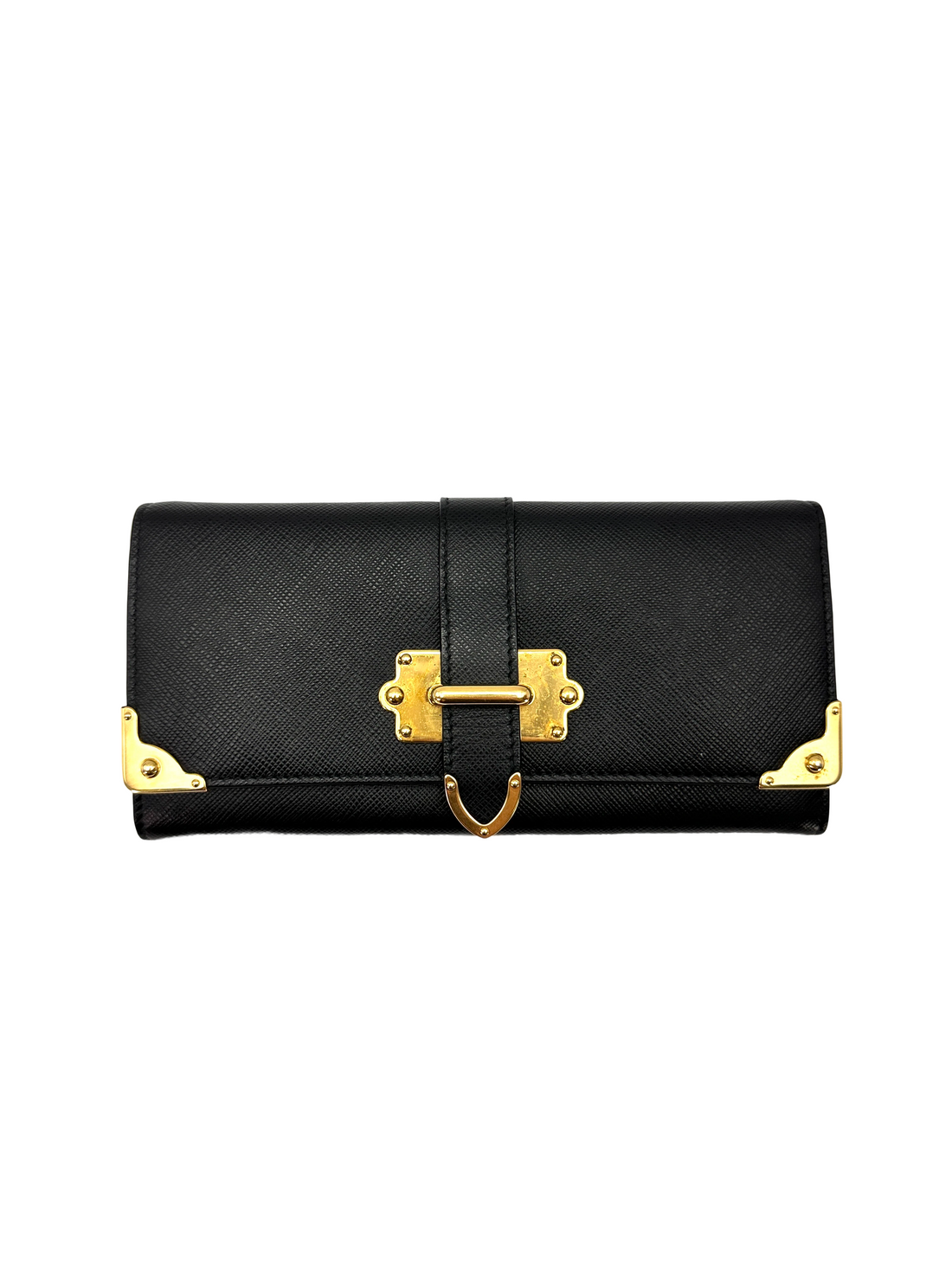 Prada Cahier Black Leather Long Wallet PR526