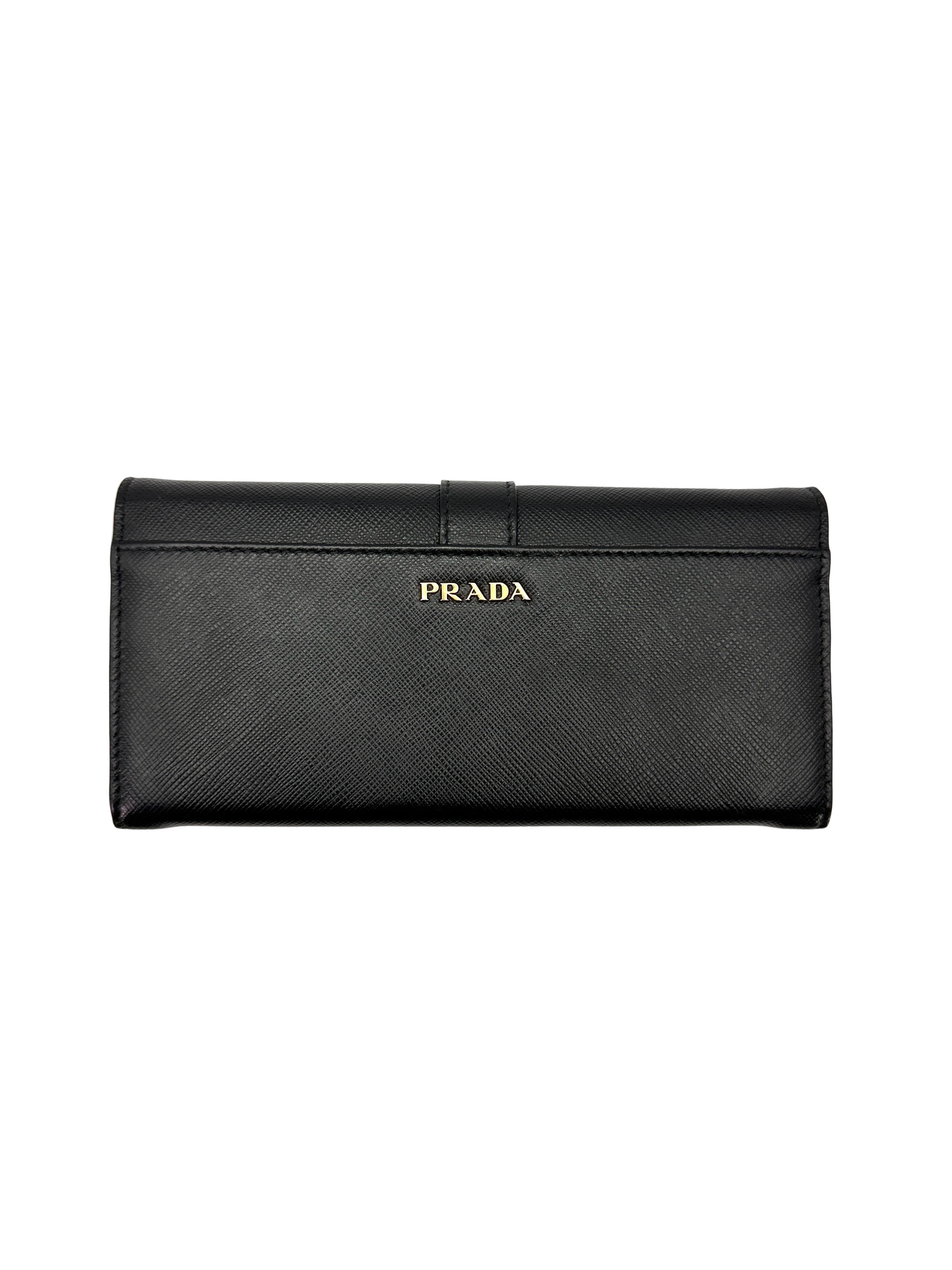 Prada Cahier Black Leather Long Wallet PR526