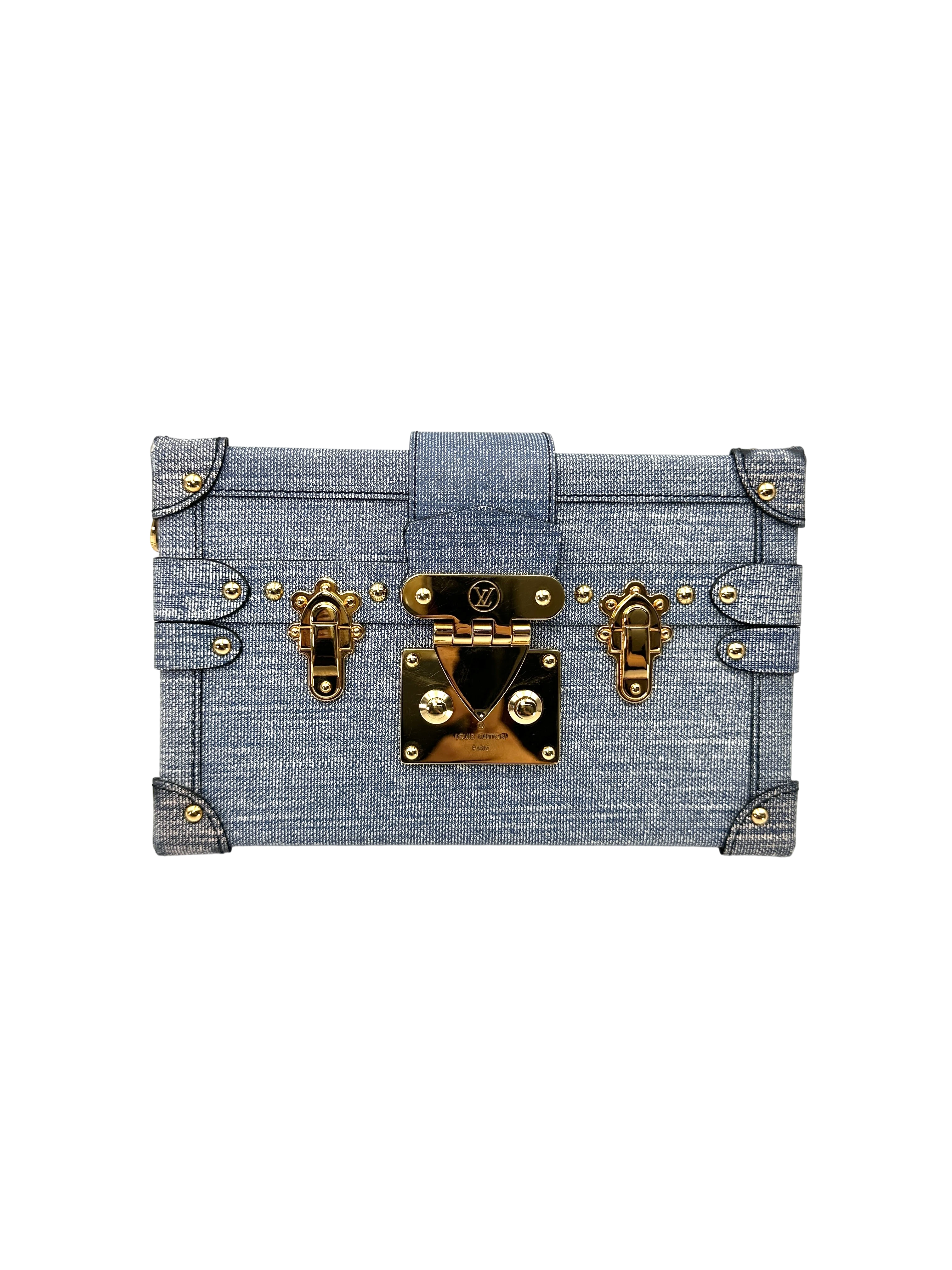 Louis Vuitton Petite Malle Blue Denim Leather Shoulder Bag LV3167
