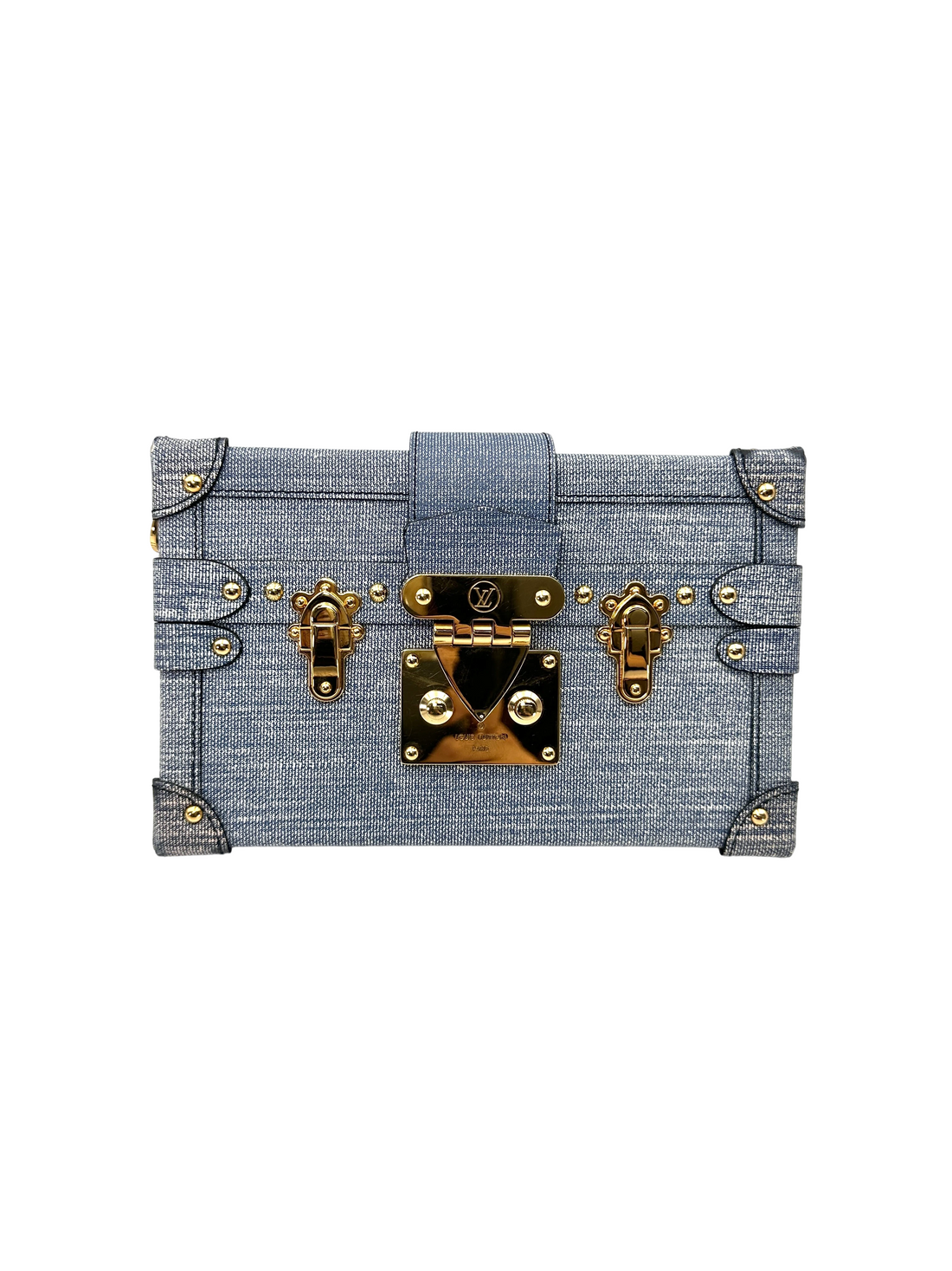 Louis Vuitton Petite Malle Blue Denim Leather Shoulder Bag LV3167