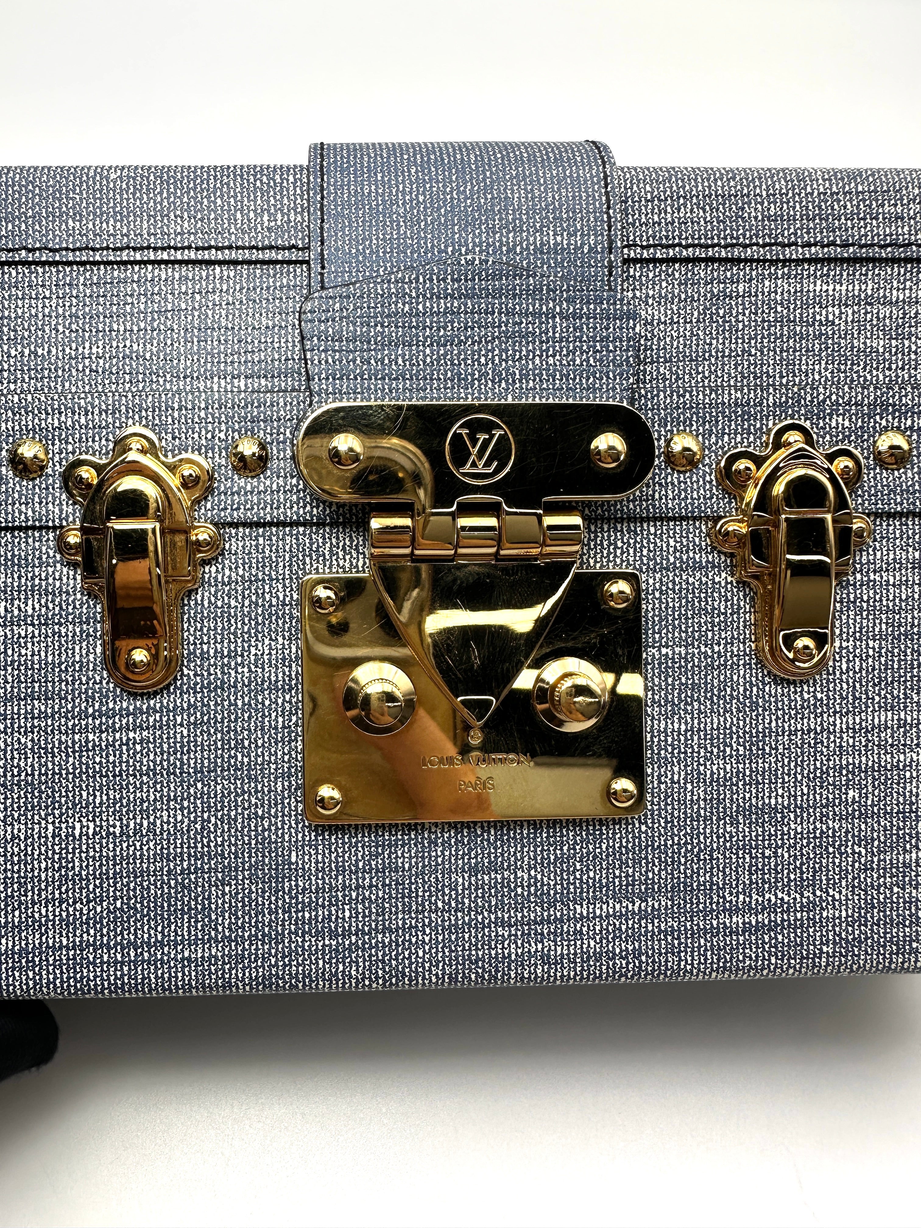 Louis Vuitton Petite Malle Blue Denim Leather Shoulder Bag LV3167