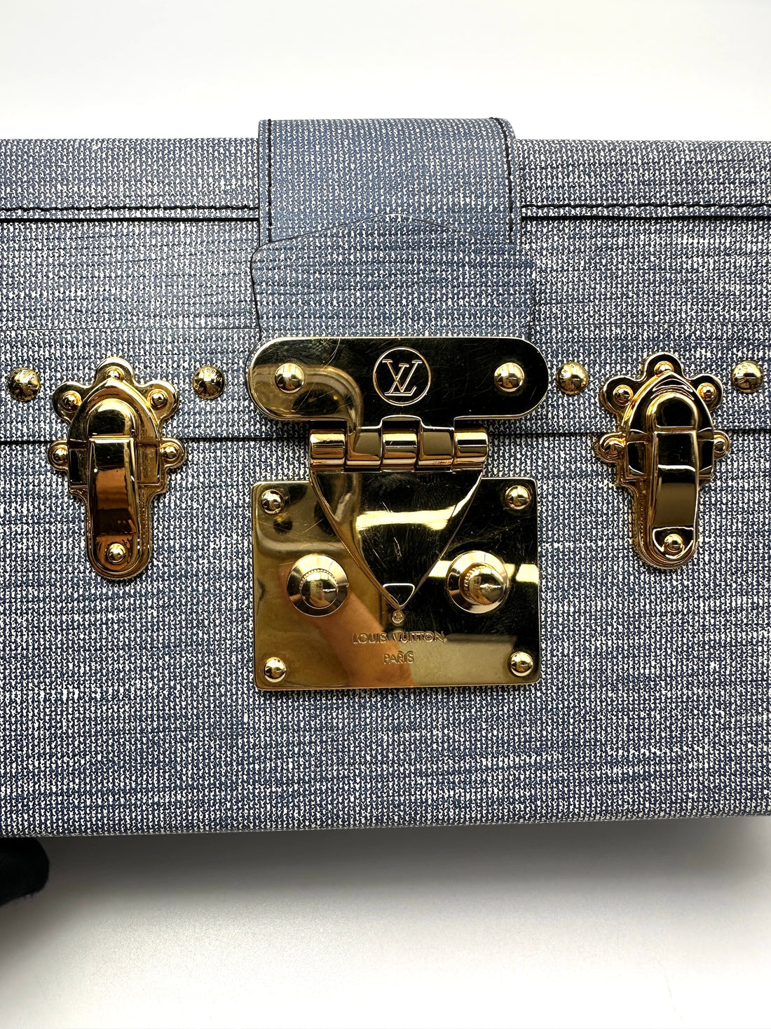 Louis Vuitton Petite Malle Blue Denim Leather Shoulder Bag LV3167