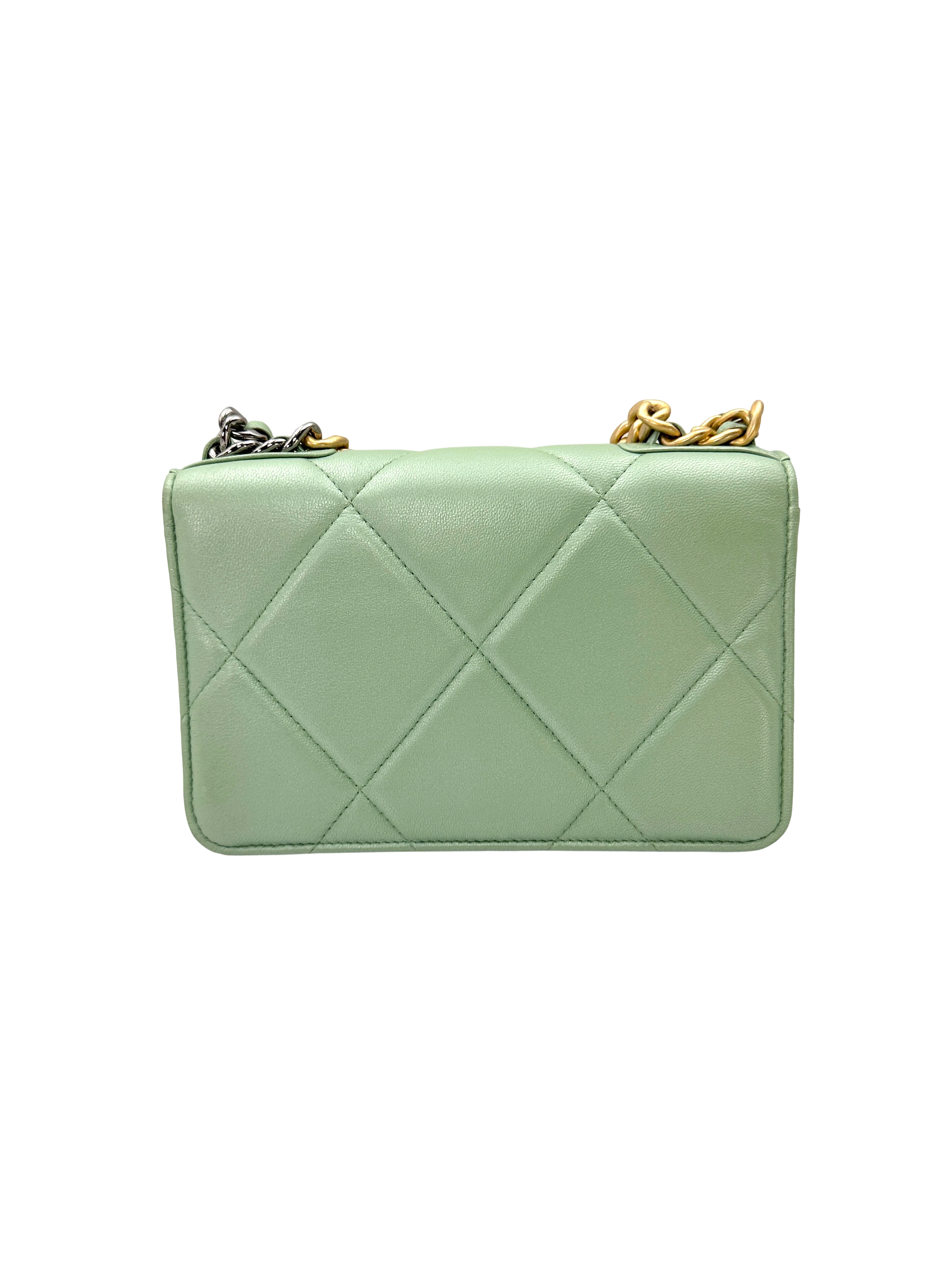 Chanel 23S 19Bag Green Quilted Leather Wallet On Chain(JL***K6) CC2380