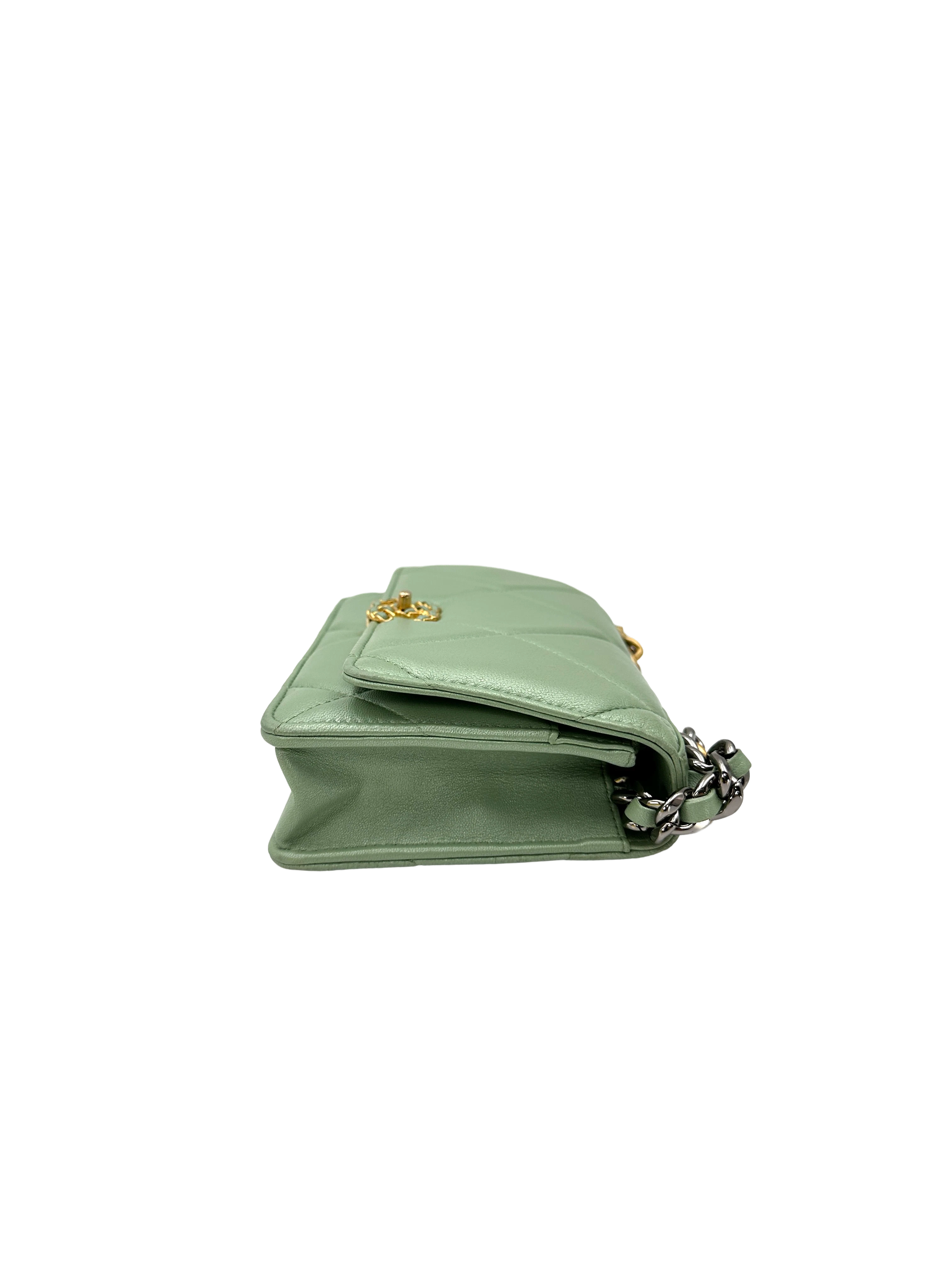 Chanel 23S 19Bag Green Quilted Leather Wallet On Chain(JL***K6) CC2380