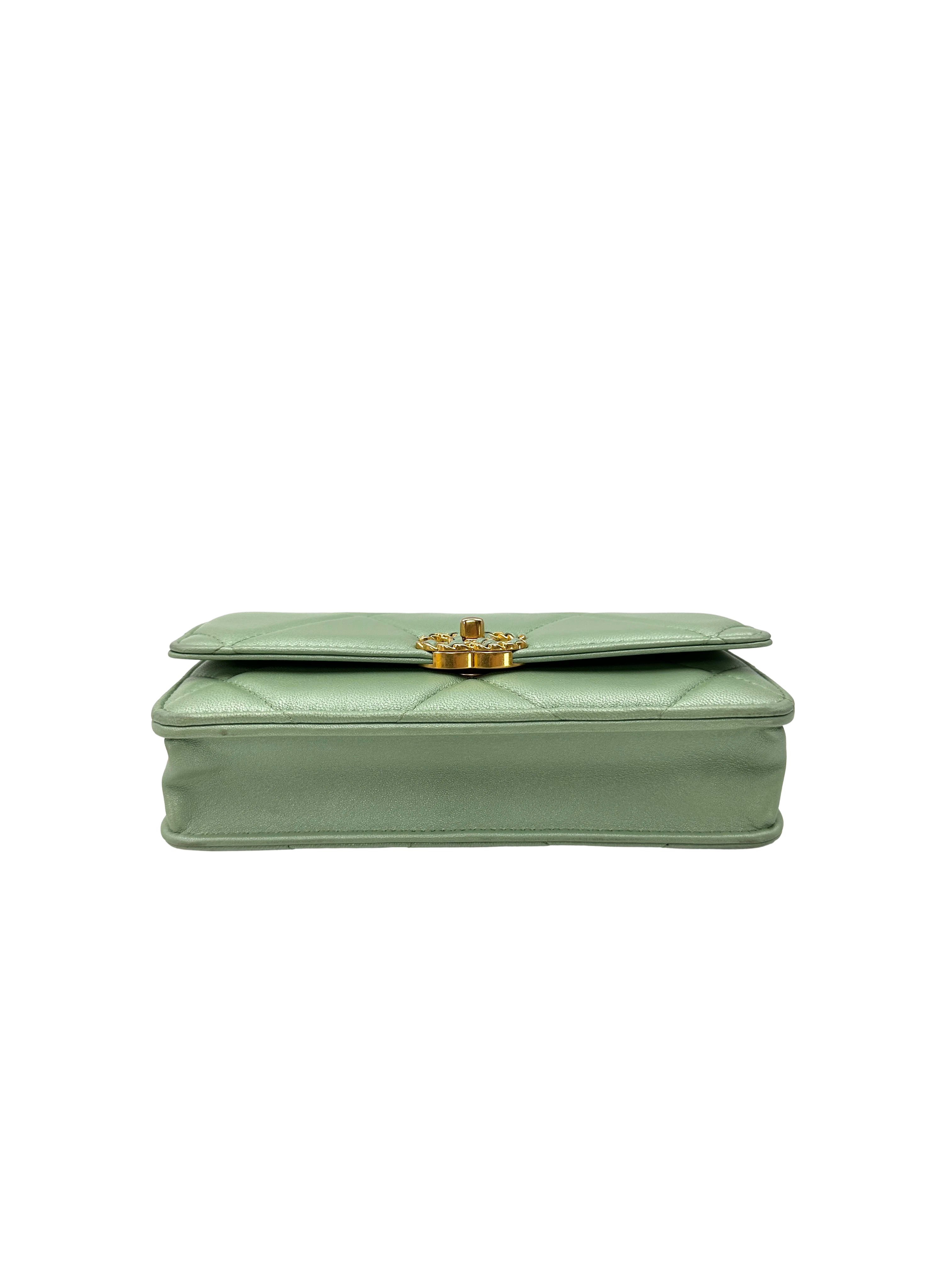 Chanel 23S 19Bag Green Quilted Leather Wallet On Chain(JL***K6) CC2380