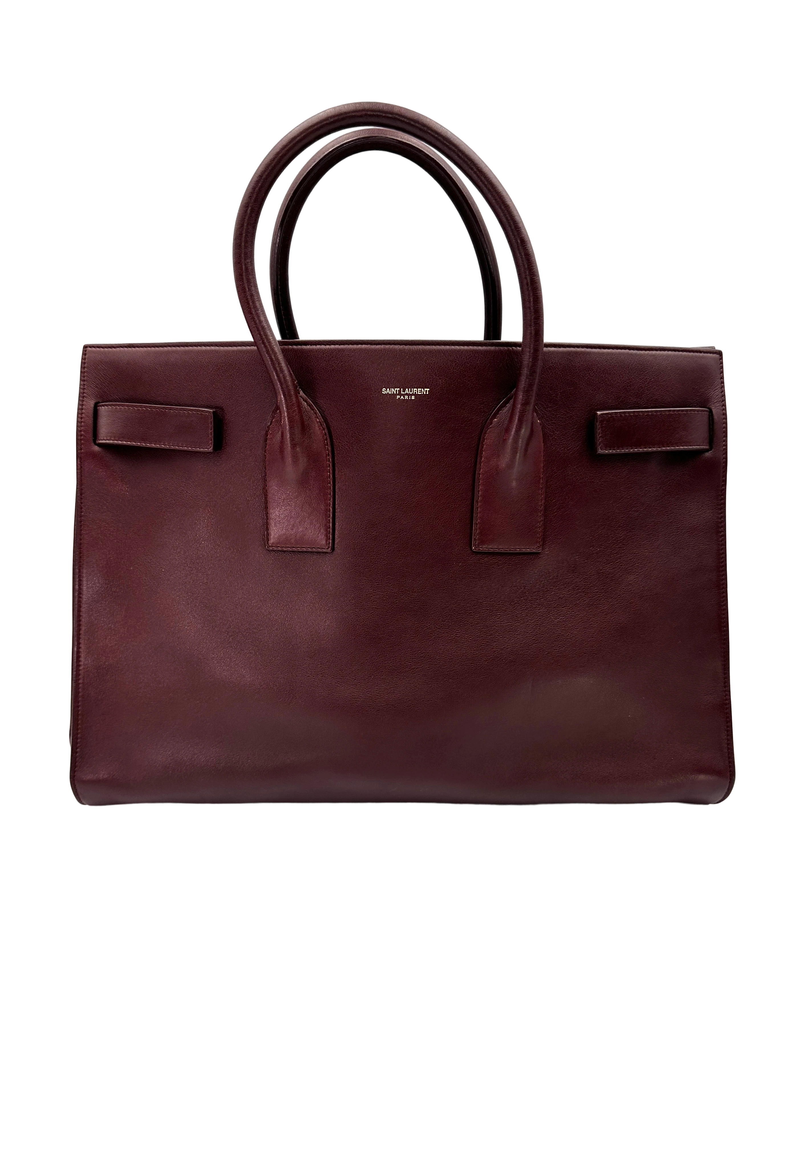 Saint Laurent Sac de Jour Dark Red Leather Large Size Handle Bag SL272