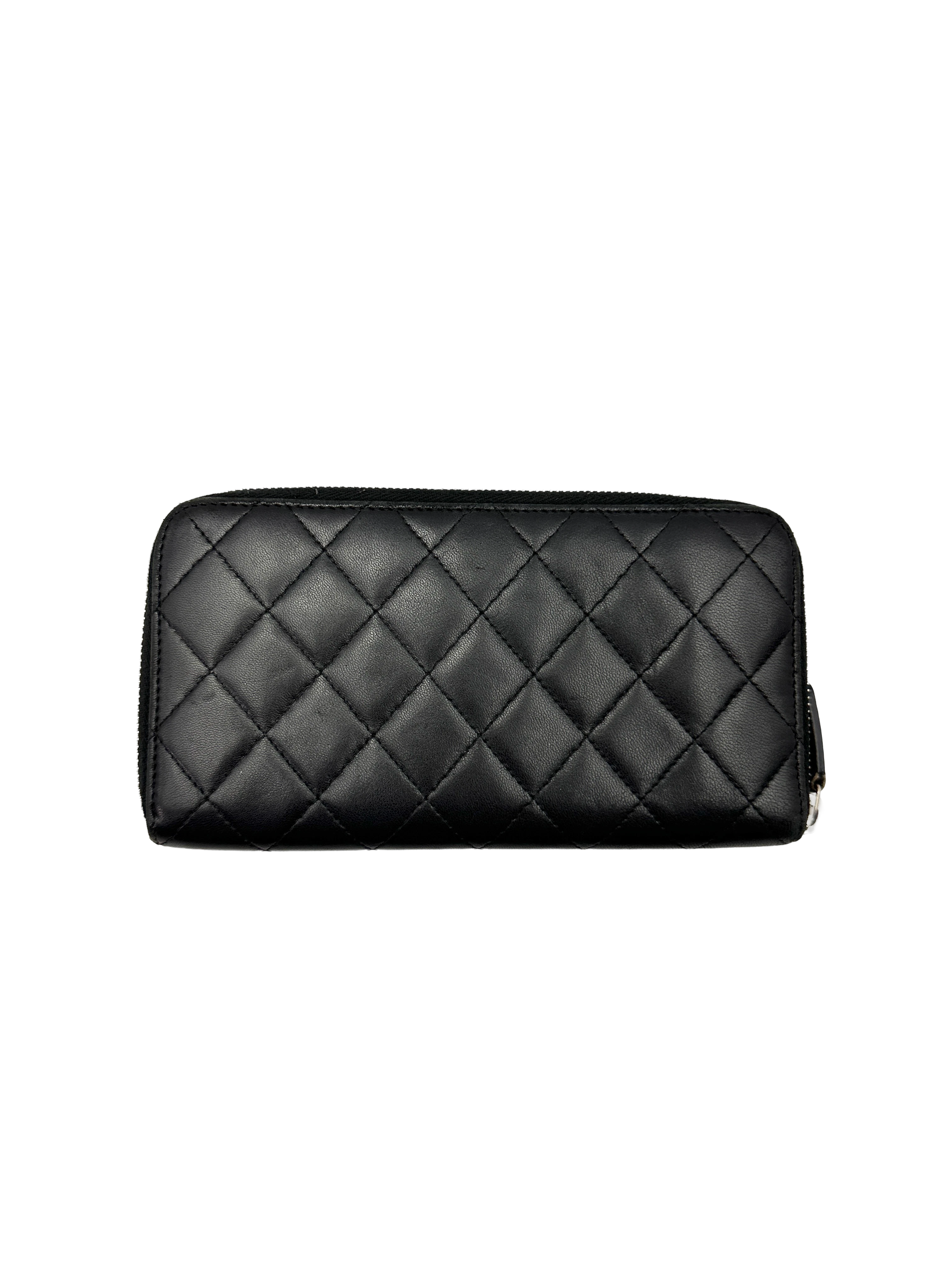Chanel Black Quilted Leather Long Wallet(19***10) CC2381