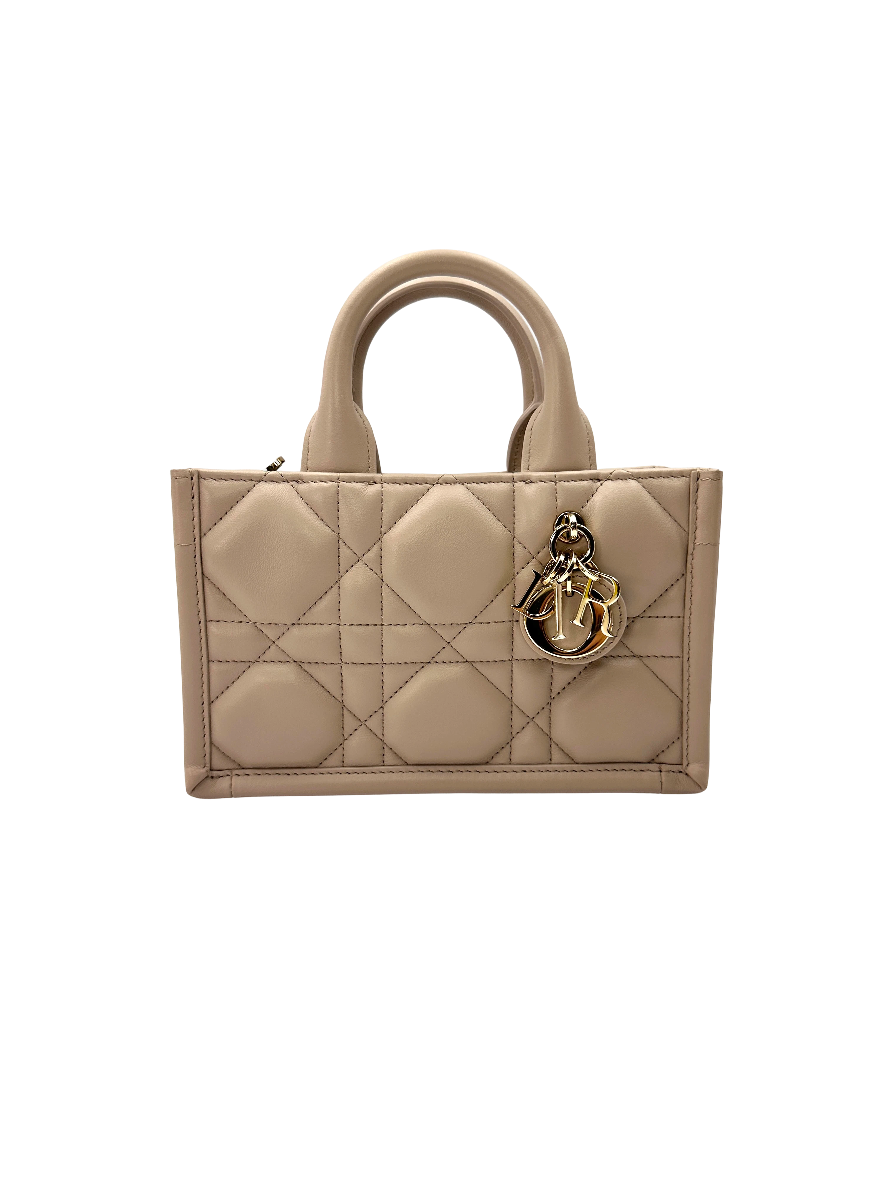 Christian Dior Latte Macrocannage Leather Mini Book Tote Bag DR851