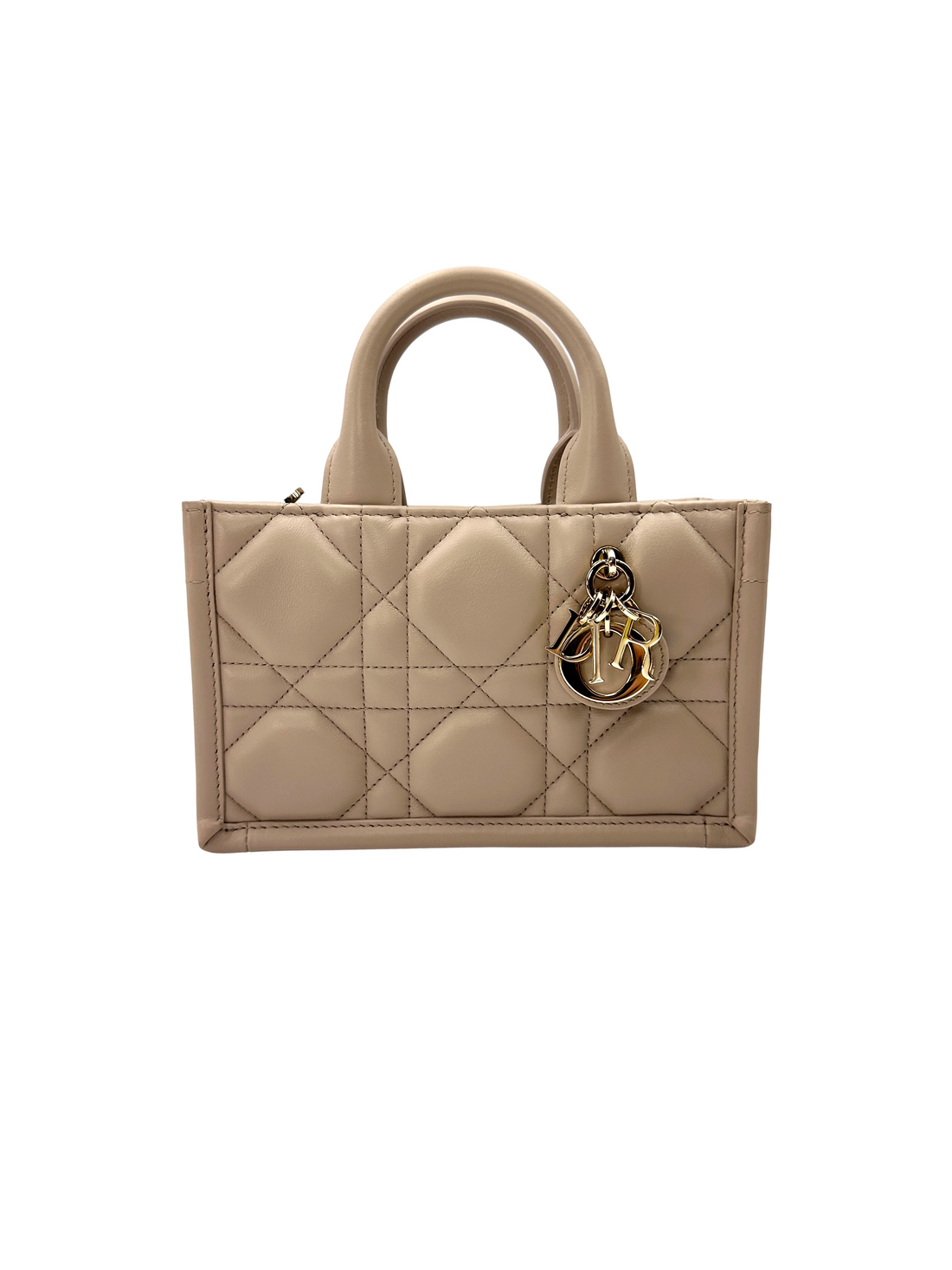 Christian Dior Latte Macrocannage Leather Mini Book Tote Bag DR851
