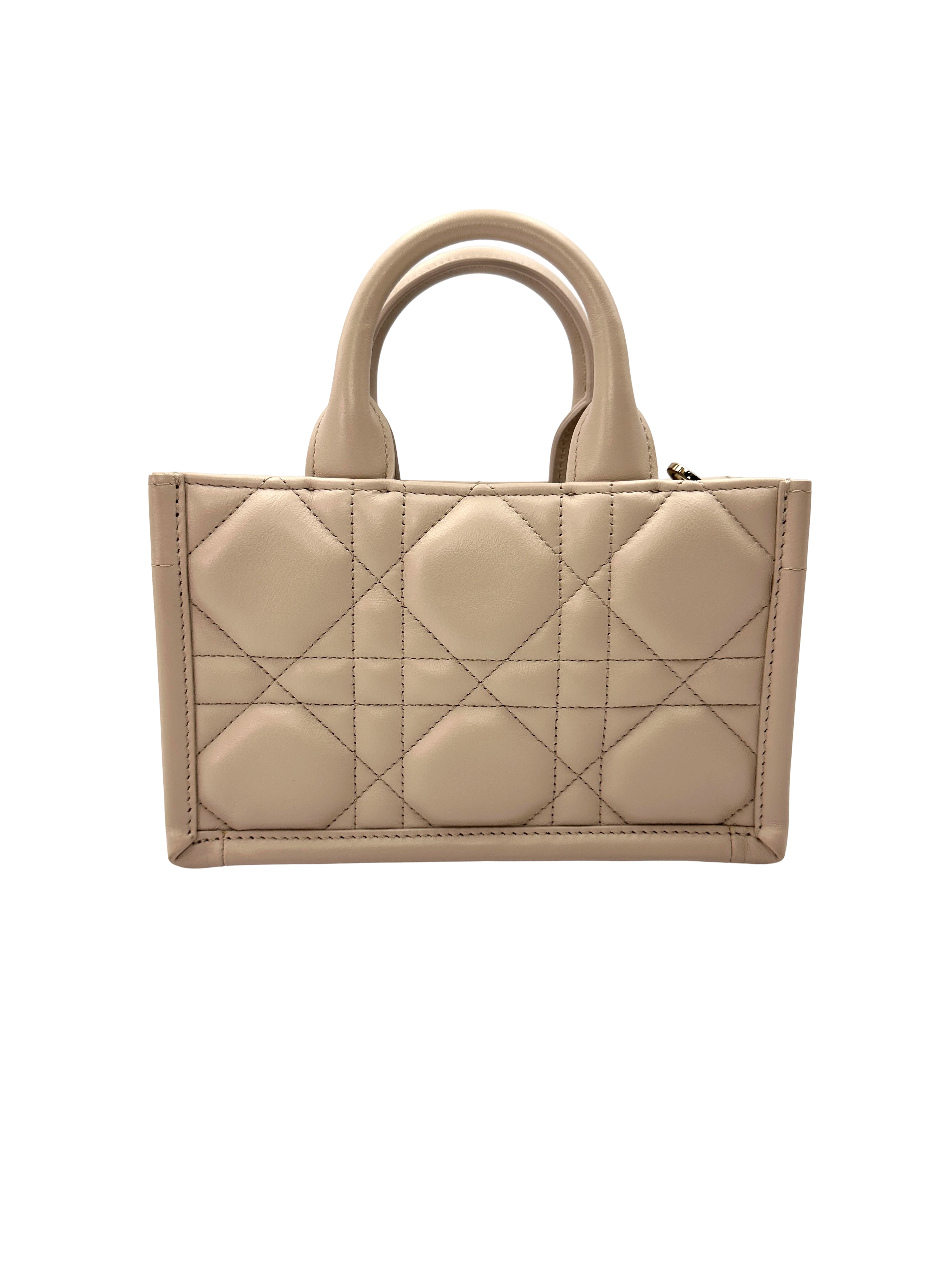 Christian Dior Latte Macrocannage Leather Mini Book Tote Bag DR851
