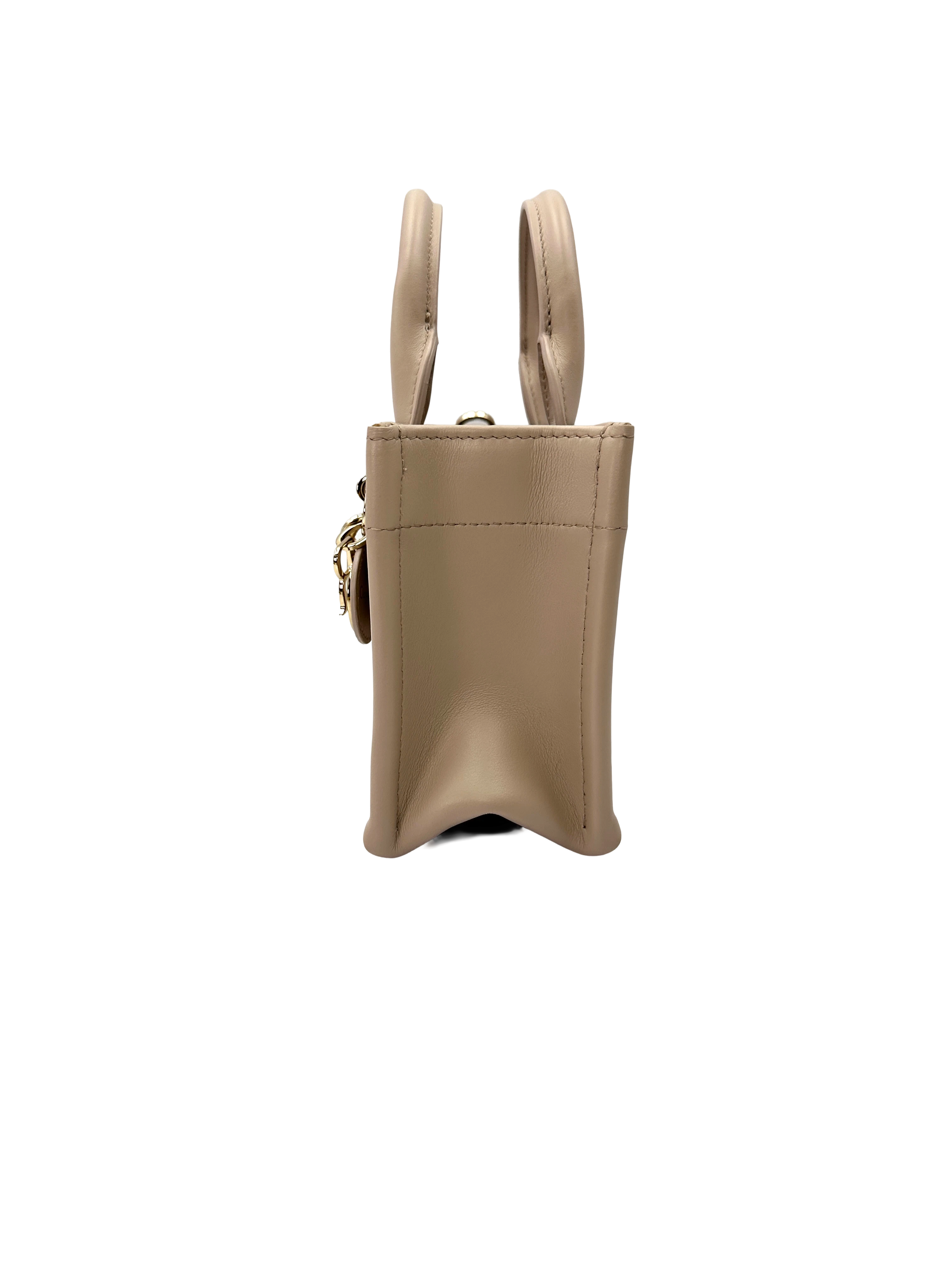 Christian Dior Latte Macrocannage Leather Mini Book Tote Bag DR851