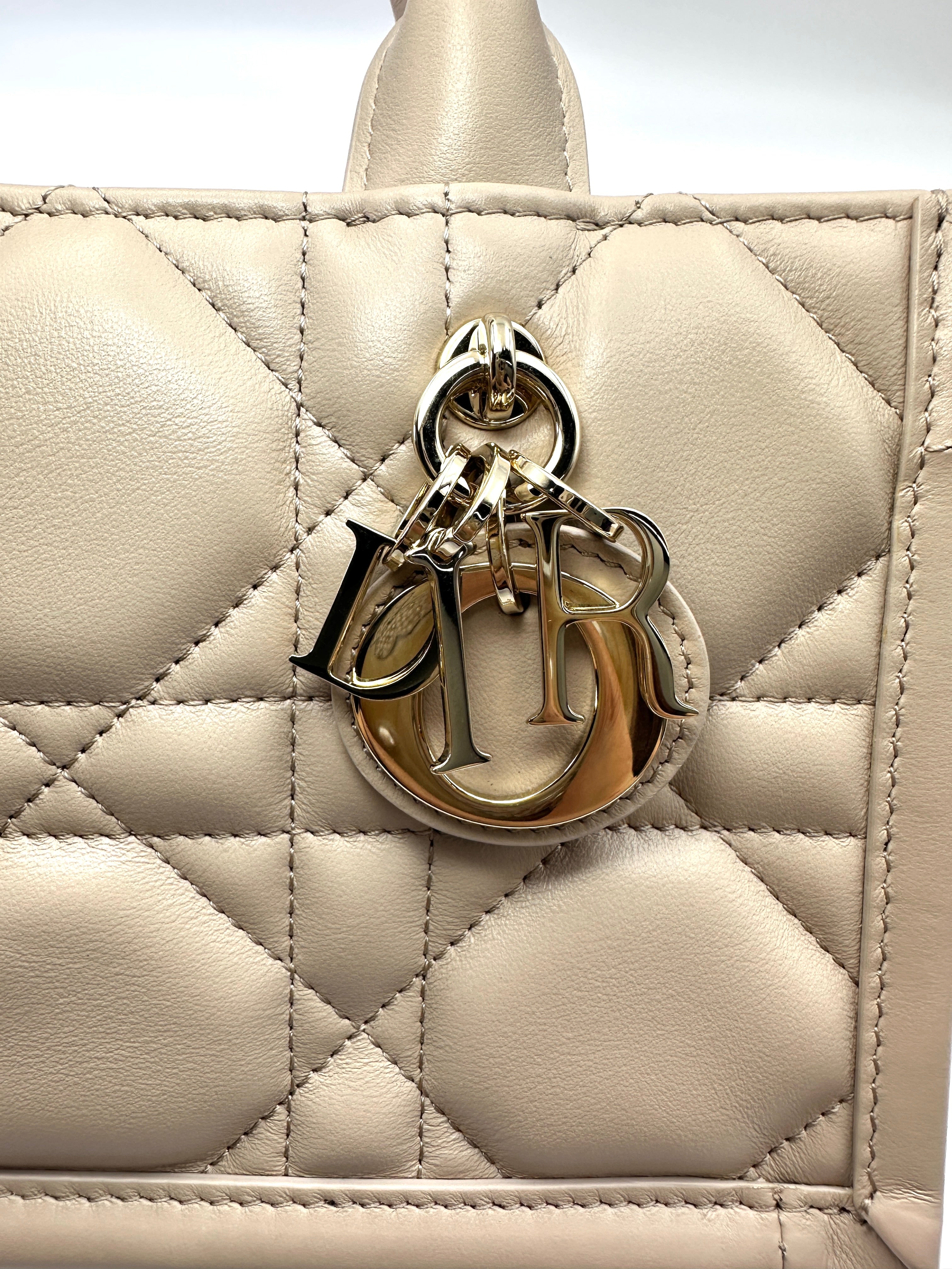 Christian Dior Latte Macrocannage Leather Mini Book Tote Bag DR851