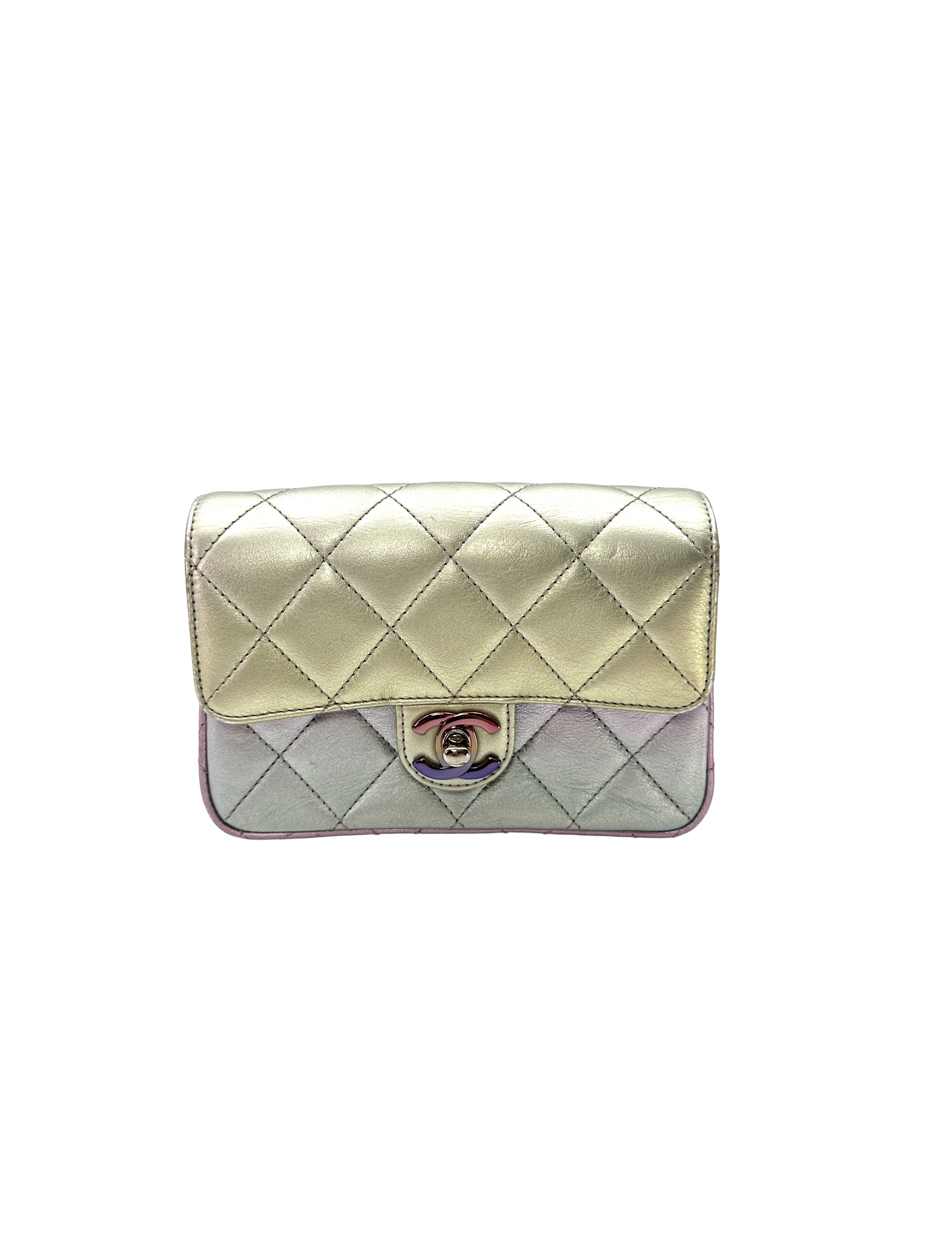 Chanel 21K Iridescent Purple Quilted Leather Mini Flap Bag(JP***P5) CC2382
