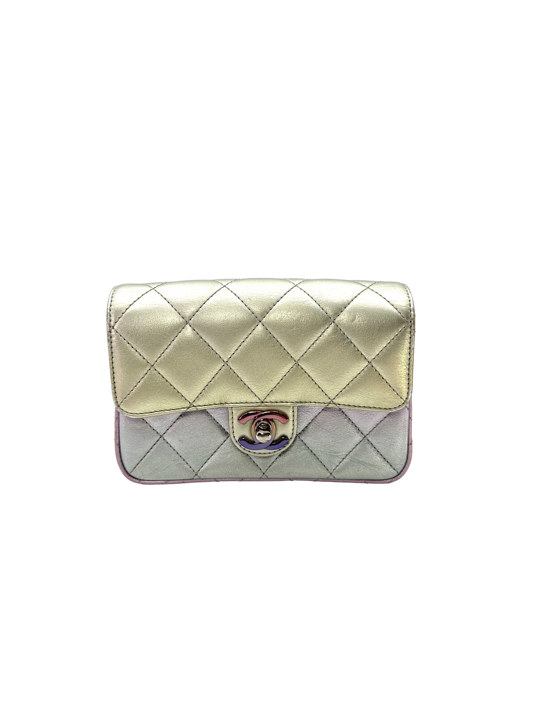 Chanel 21K Iridescent Purple Quilted Leather Mini Flap Bag(JP***P5) CC2382