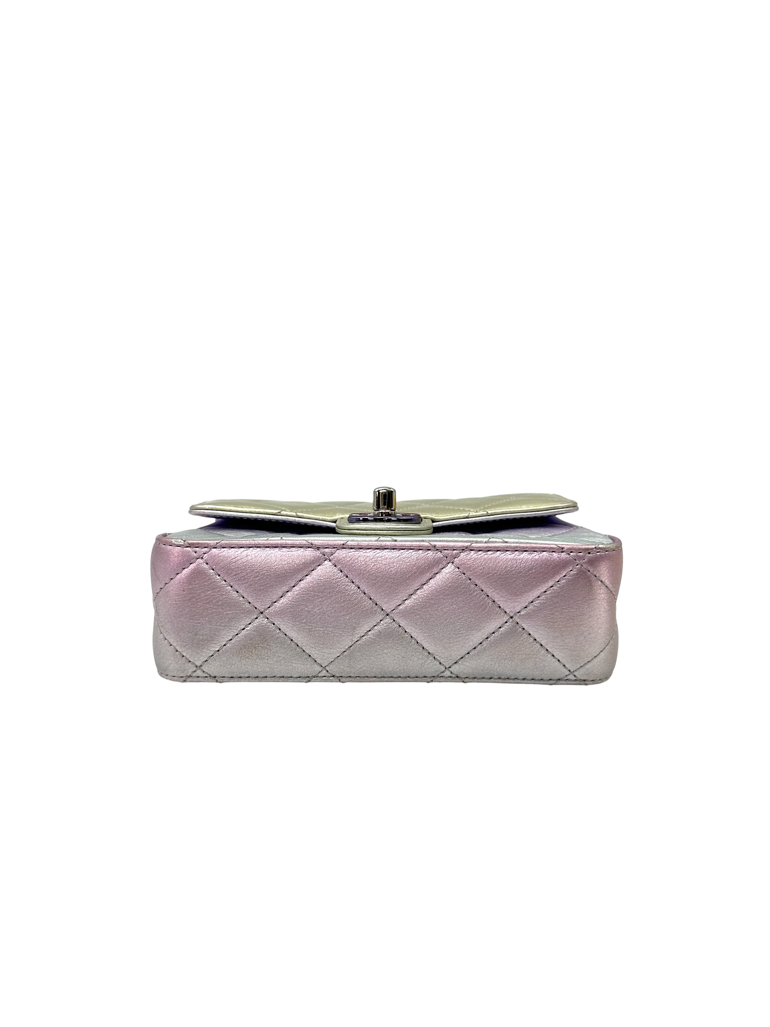 Chanel 21K Iridescent Purple Quilted Leather Mini Flap Bag(JP***P5) CC2382