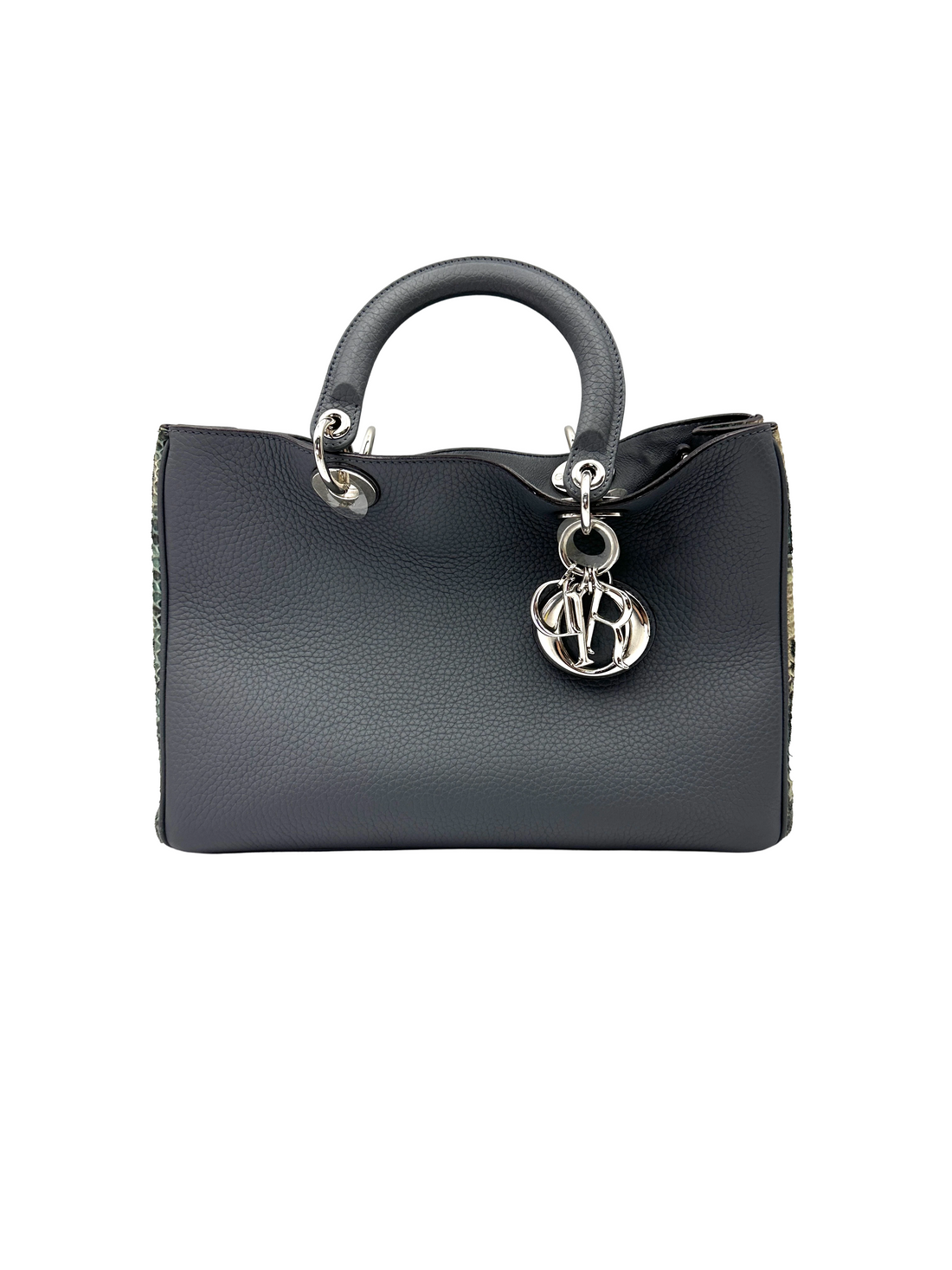 Christian Dior Diorissimo Black Leather Python Handle Bag DR853