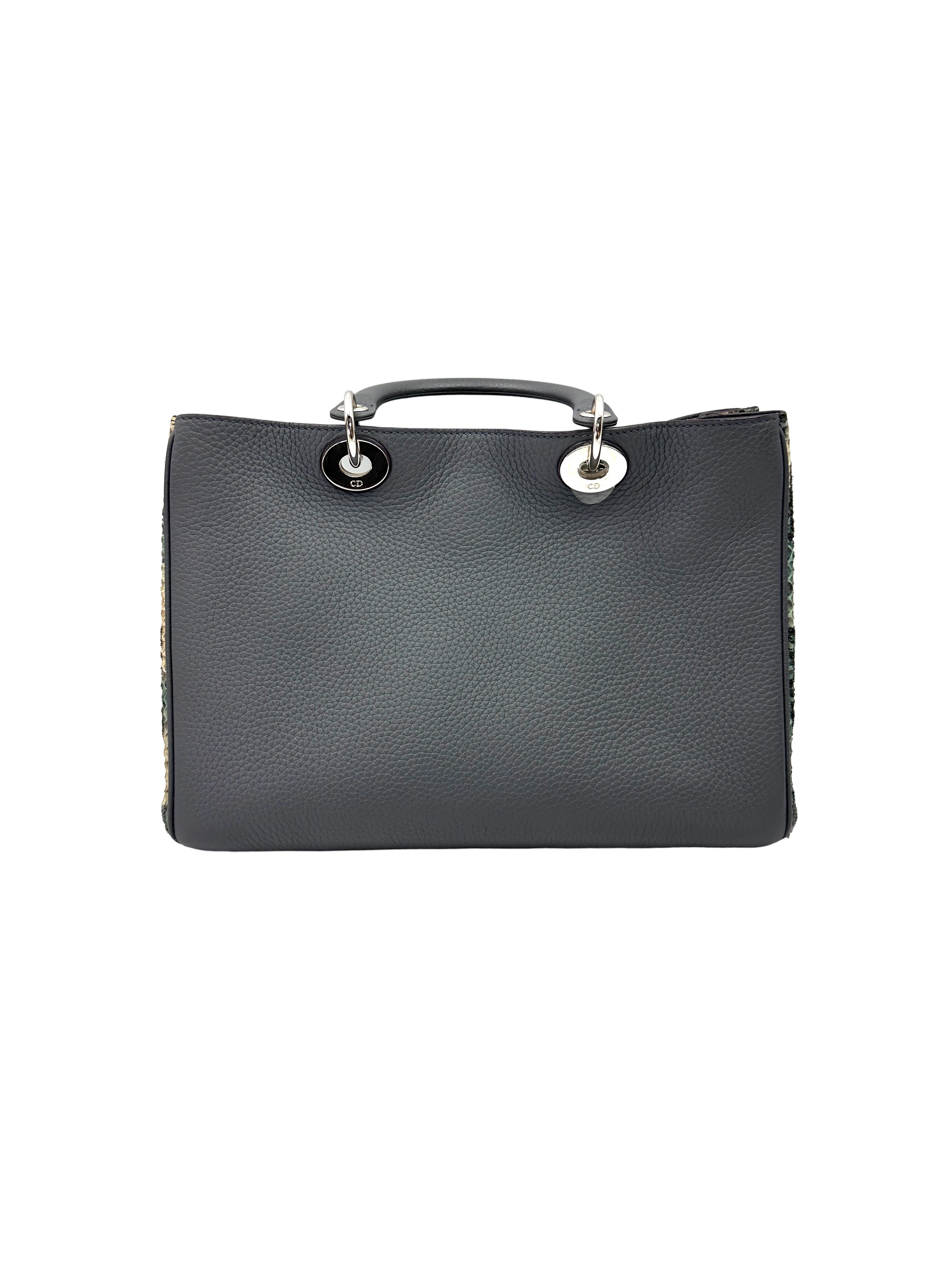Christian Dior Diorissimo Black Leather Python Handle Bag DR853