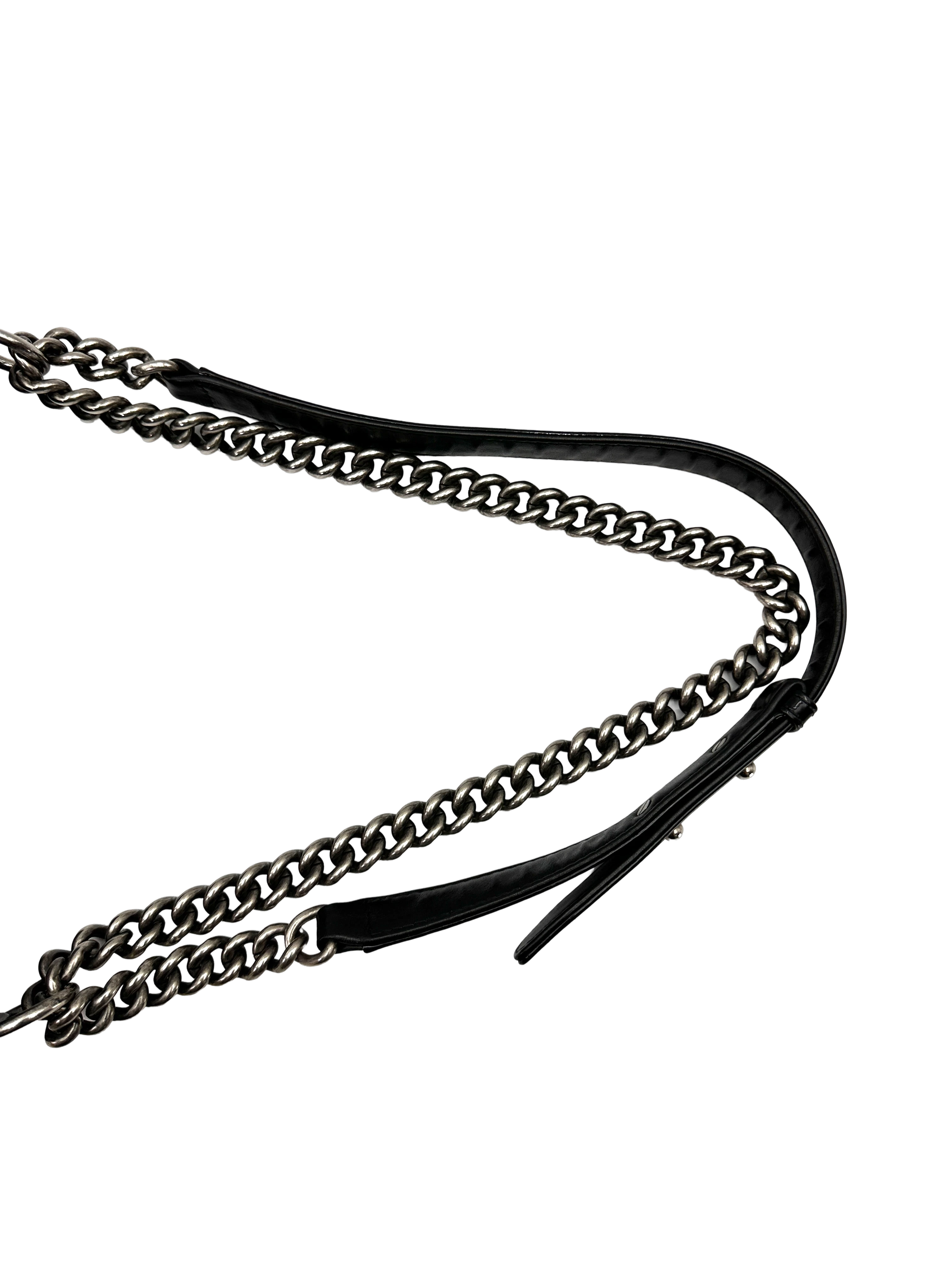 Chanel LeBoy Black Quilted Patent Leather Medium Size Flap Bag With Silver Buckle(17***41) CC2384