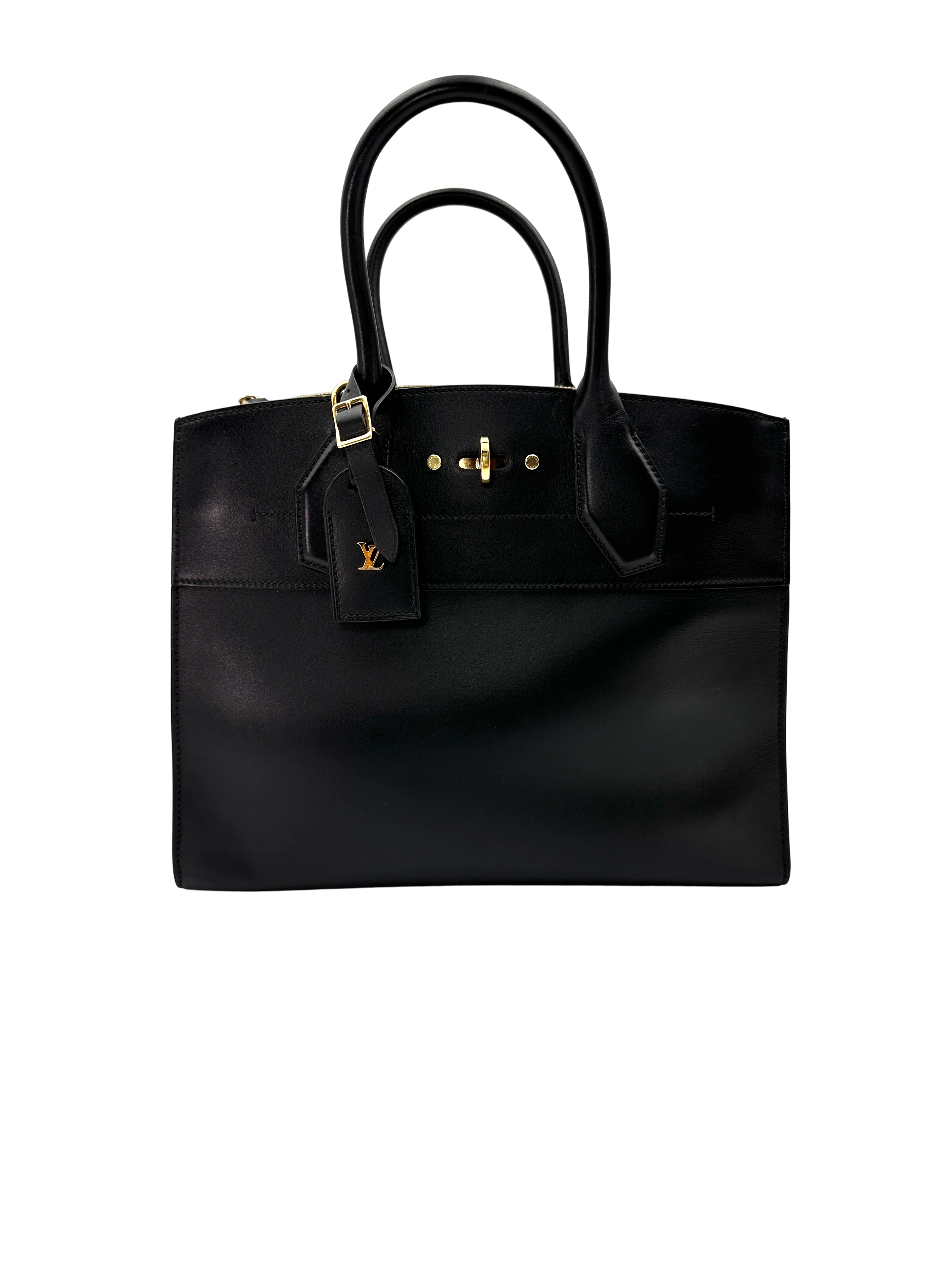 Louis Vuitton City Steamer Black Leather Handle Bag LV3169