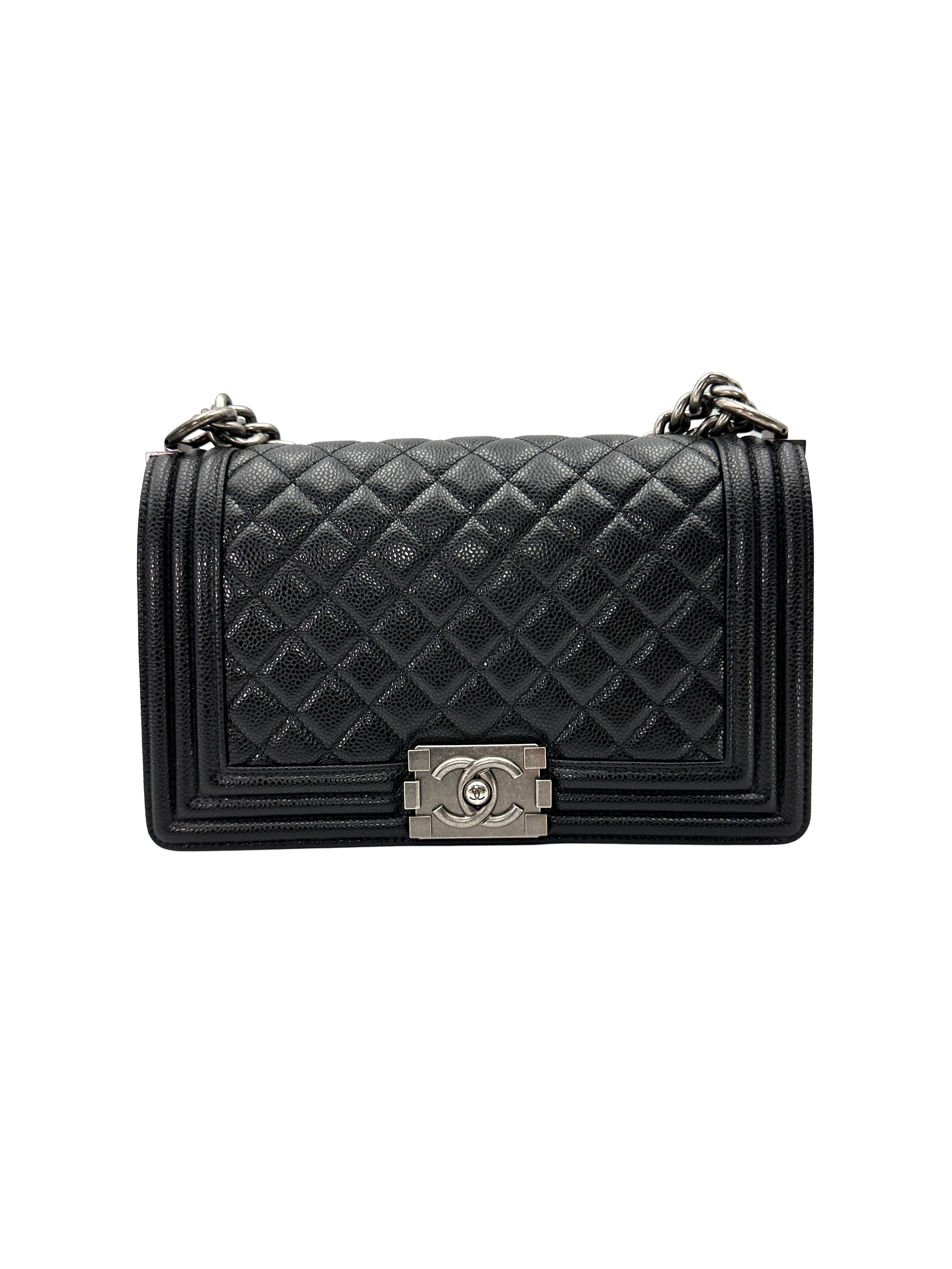 Chanel LeBoy Black Quilted Leather Flap Bag With Silver Buckle(17***23) CC2388